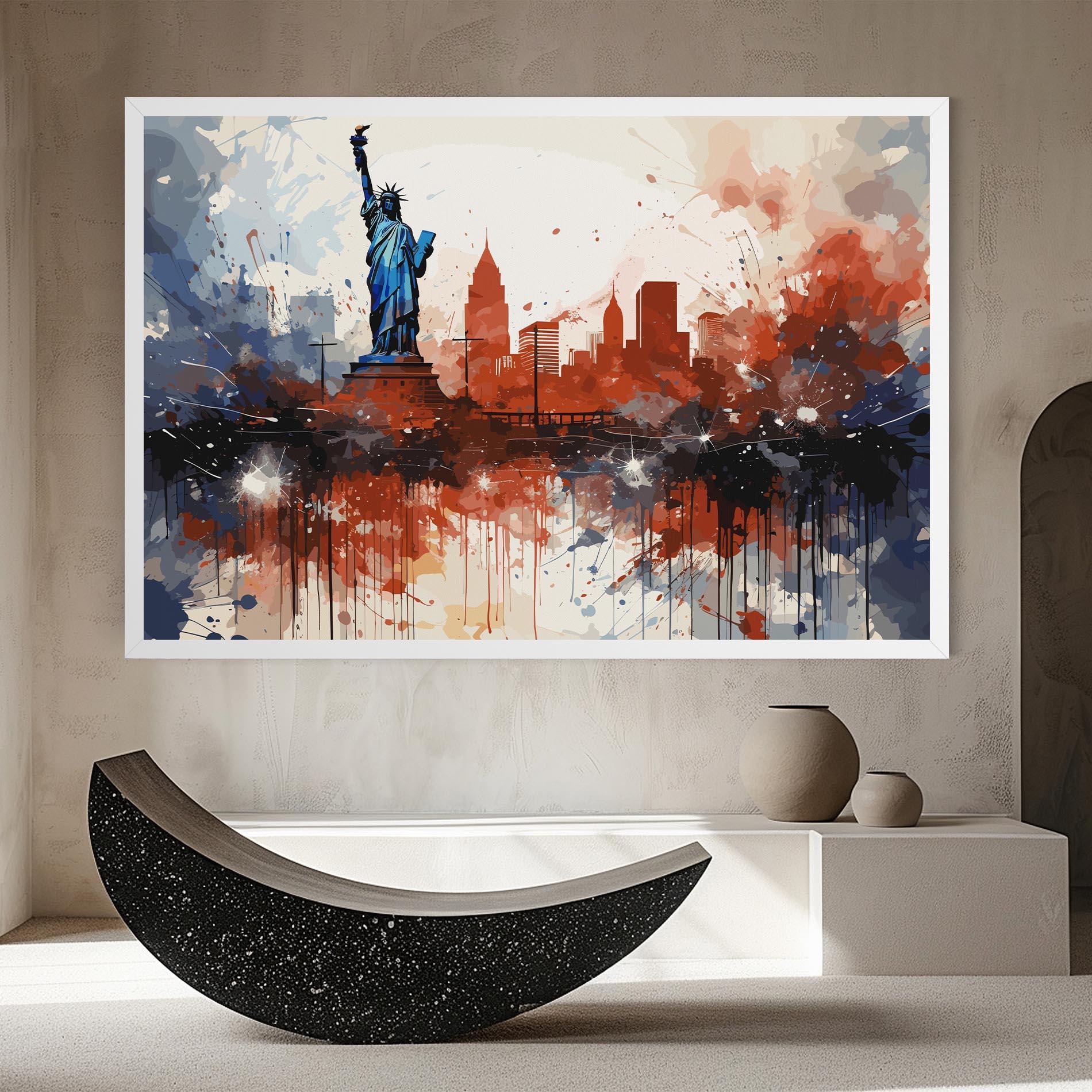 Tablou Canvas Red Blue Liberty Statue mockup 8
