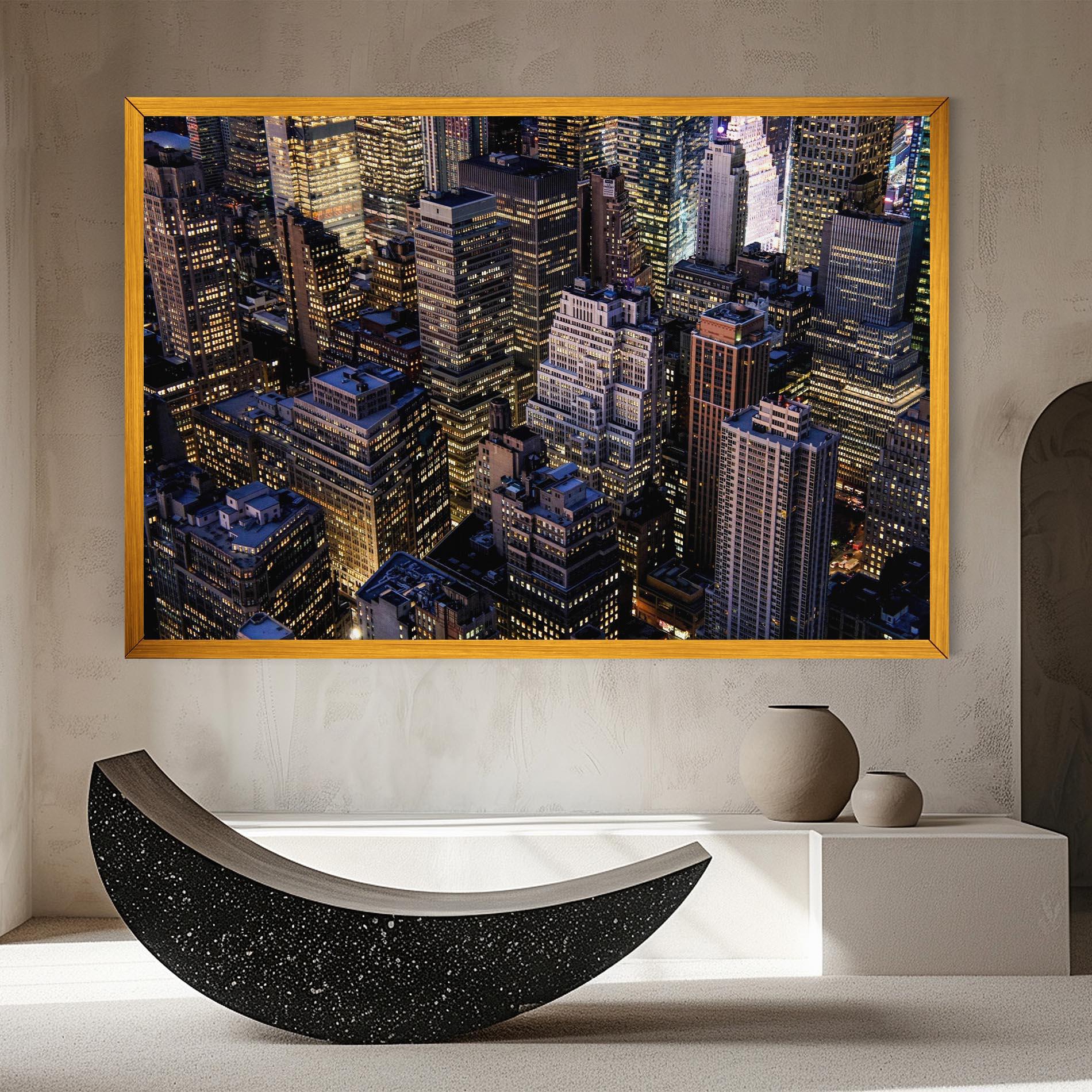 Tablou Canvas Blue Gold Skylines mockup 8