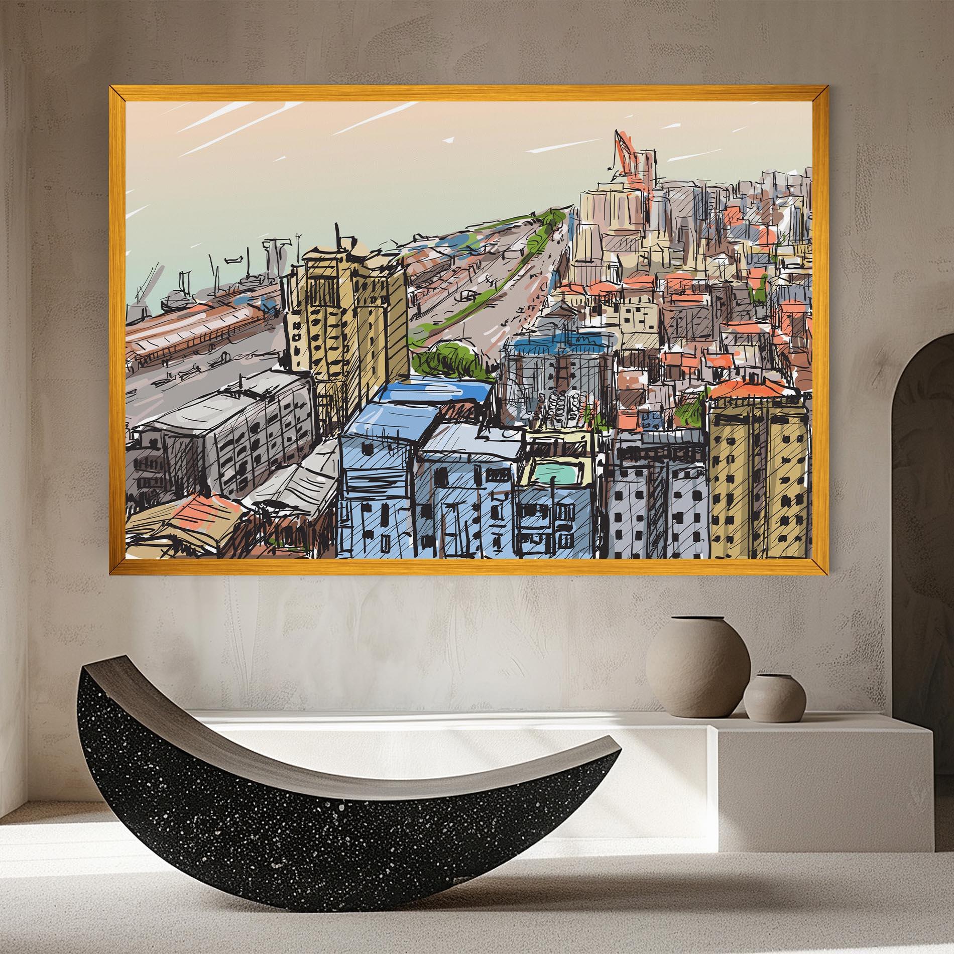 Tablou Canvas Colorful City Drawing mockup 8