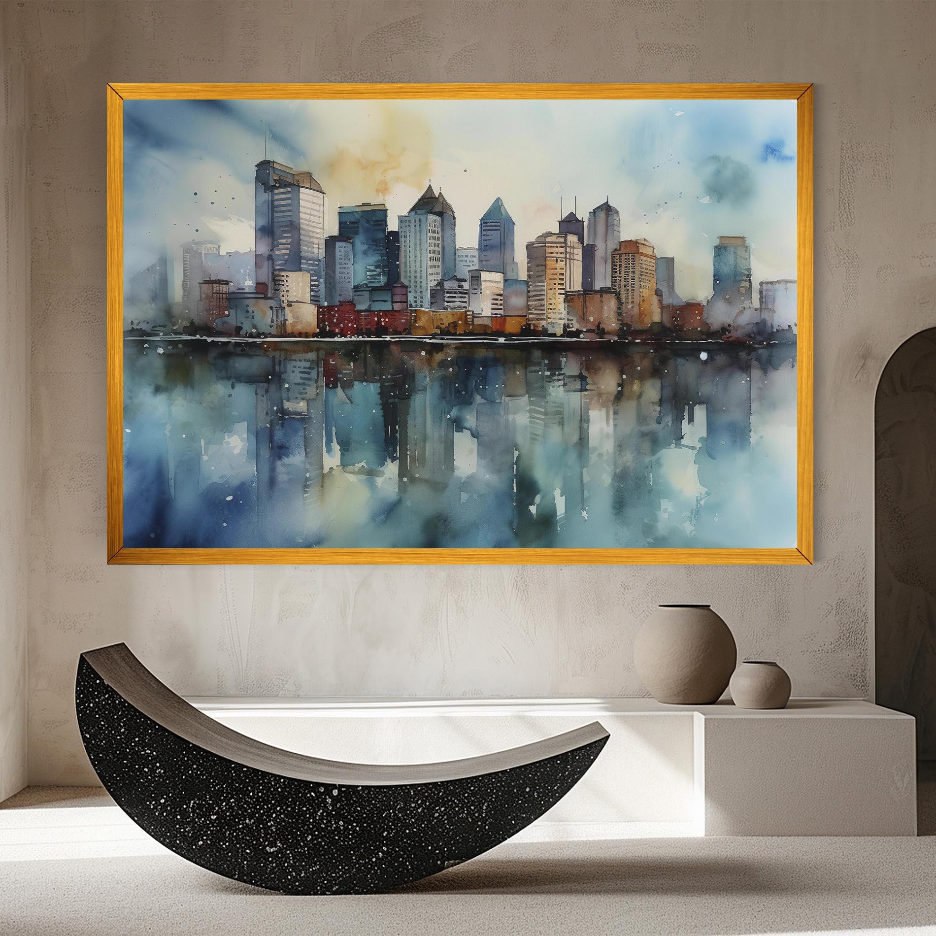 Tablou Canvas Watercolor City Skyline mockup 8