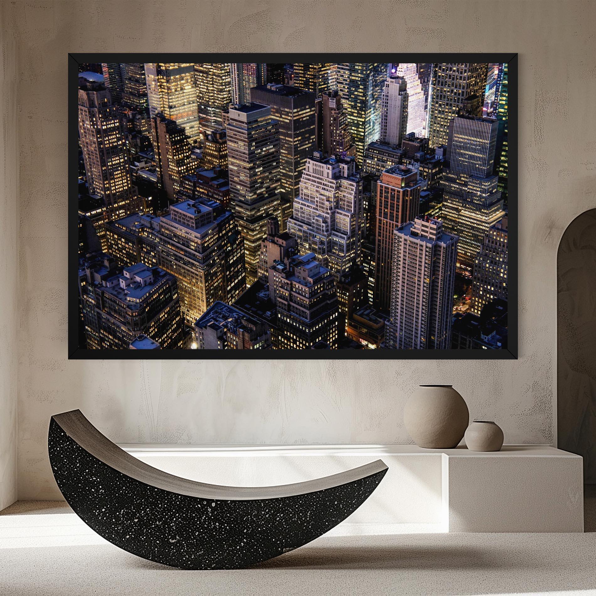 Tablou Canvas Blue Gold Skylines mockup 8