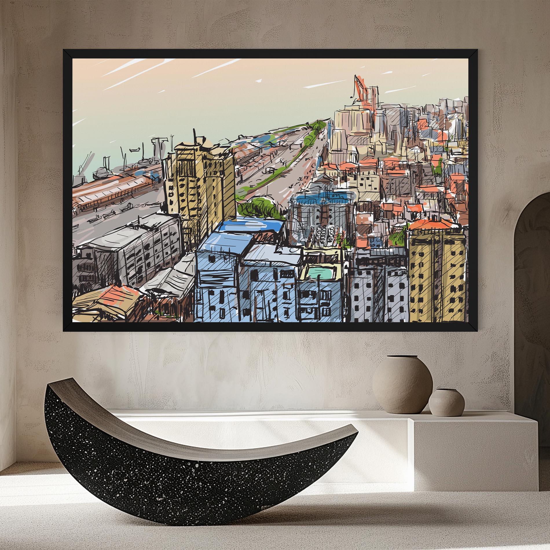 Tablou Canvas Colorful City Drawing mockup 8