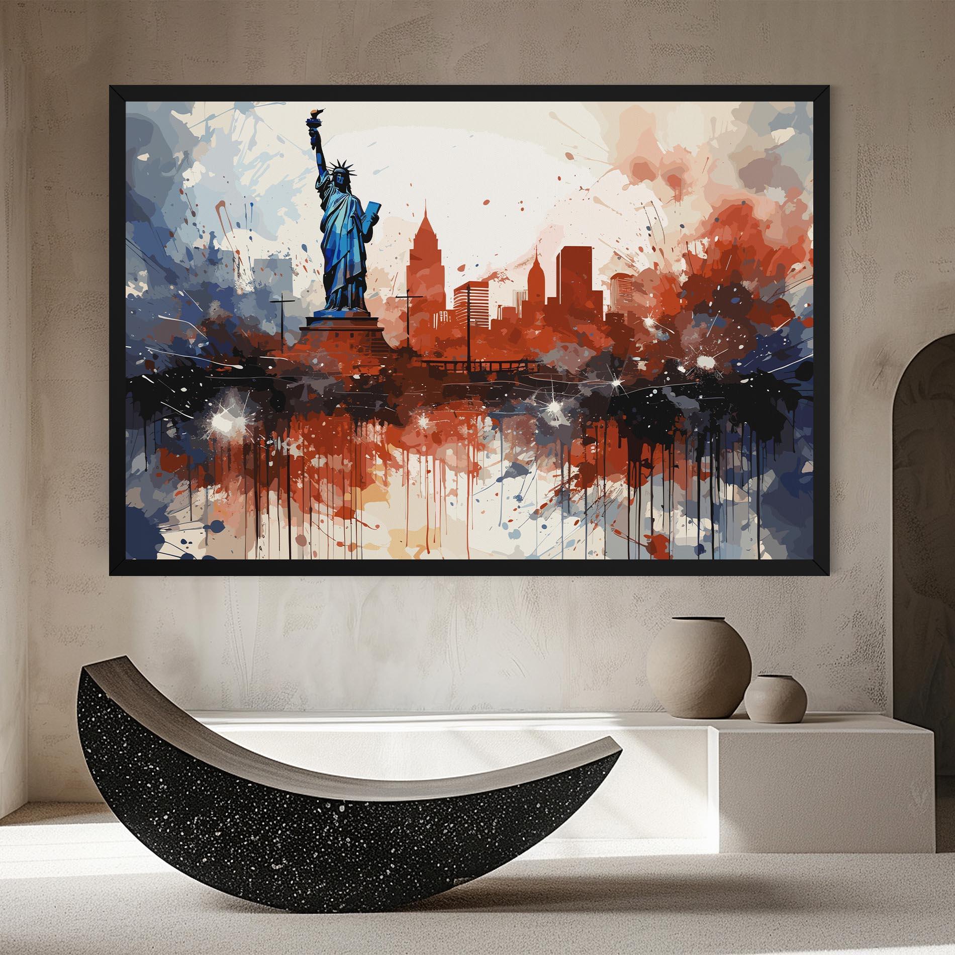 Tablou Canvas Red Blue Liberty Statue mockup 8