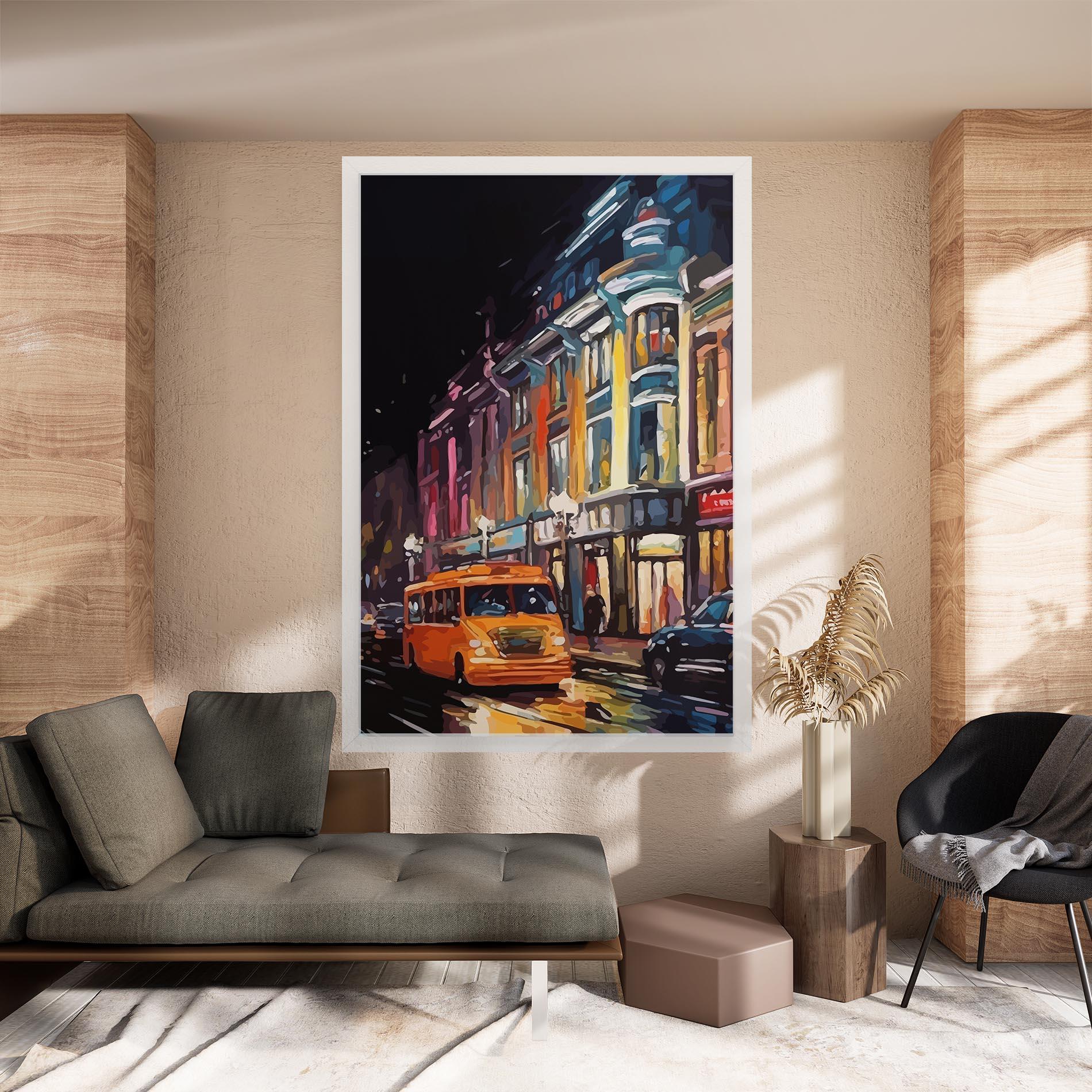 Tablou Canvas Yellow Car City Art mockup 8