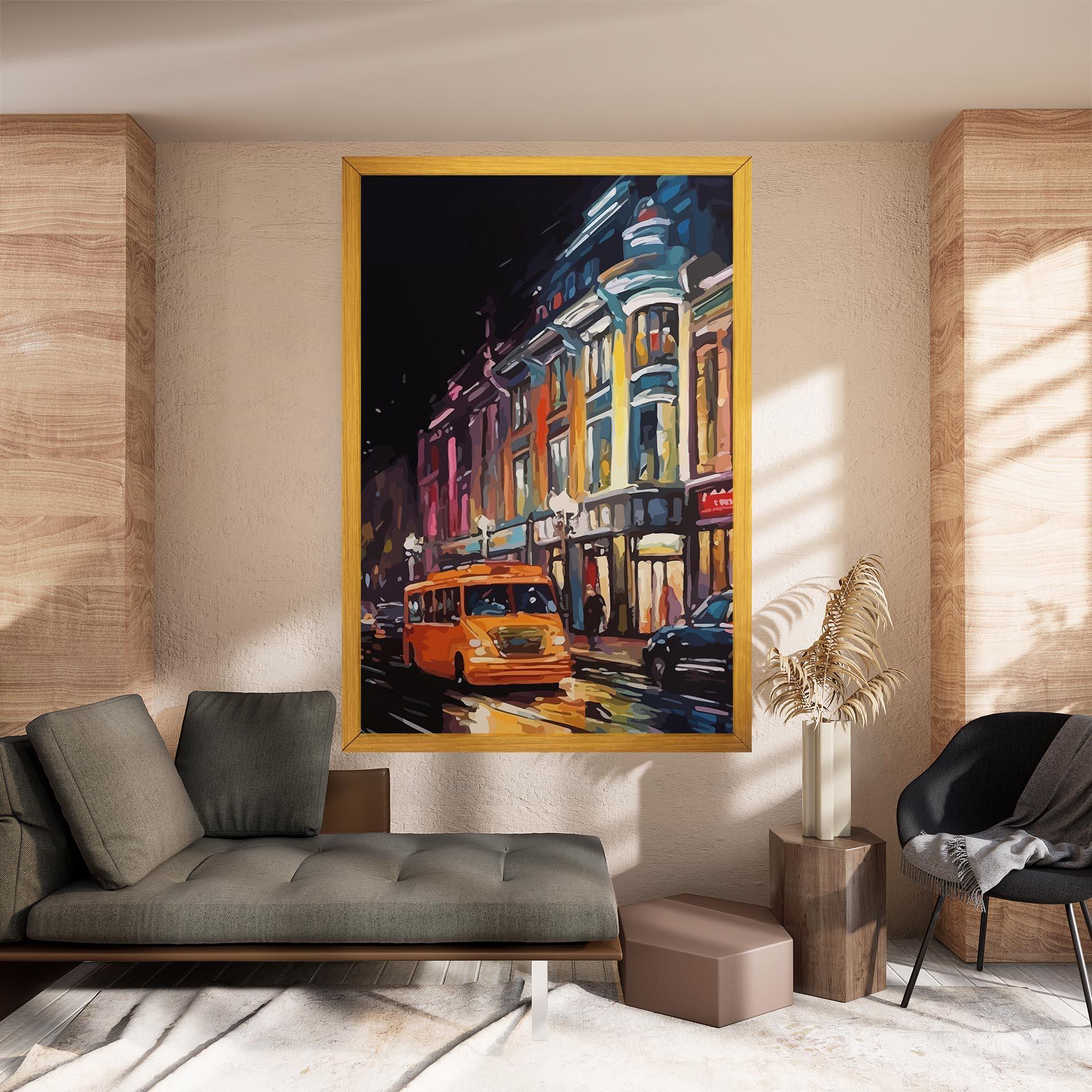 Tablou Canvas Yellow Car City Art mockup 8