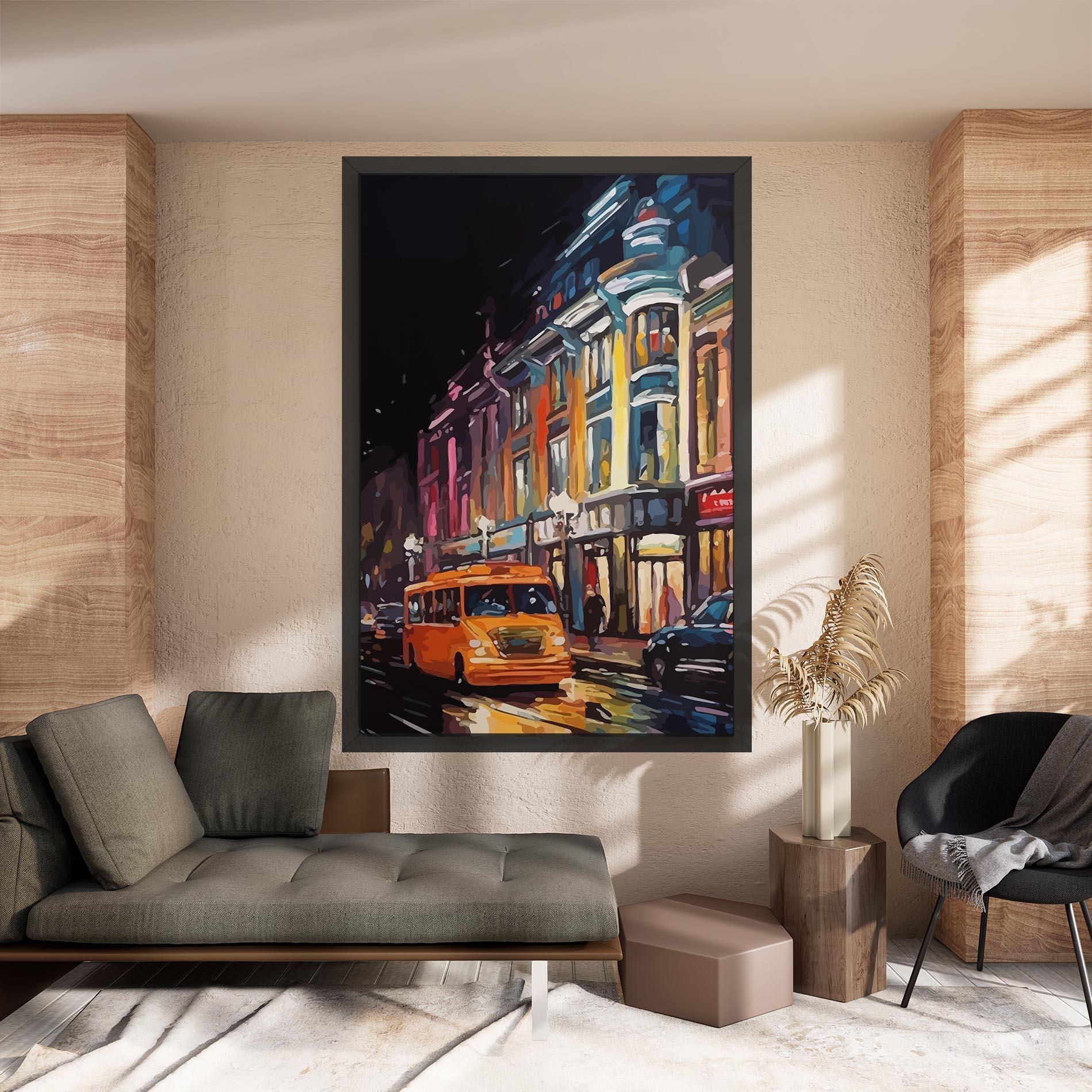 Tablou Canvas Yellow Car City Art mockup 8