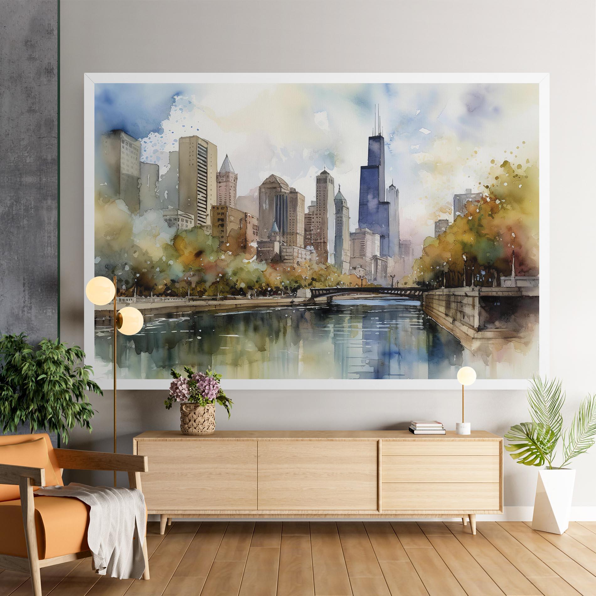 Tablou Canvas City Skyline Painting mockup 9