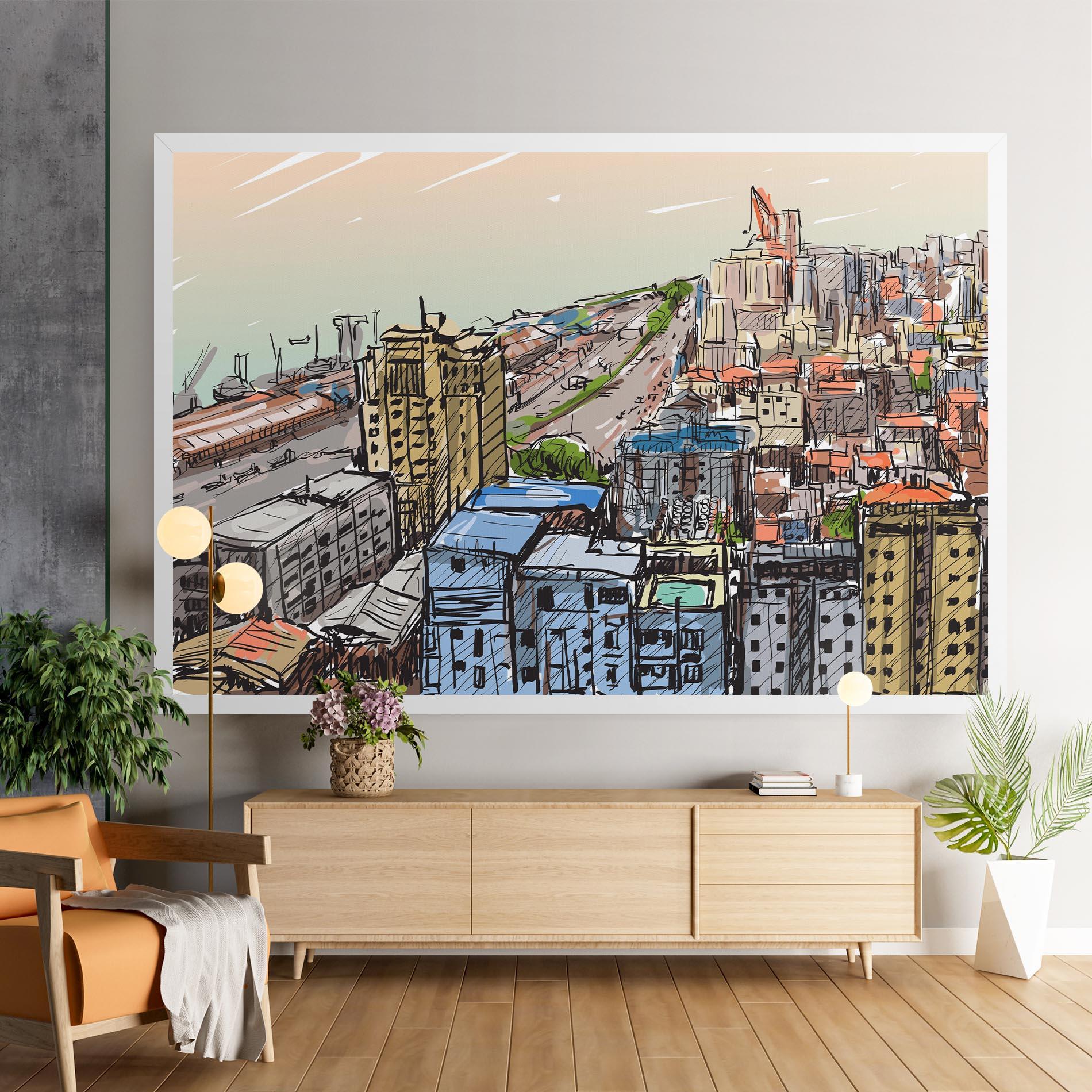 Tablou Canvas Colorful City Drawing mockup 9