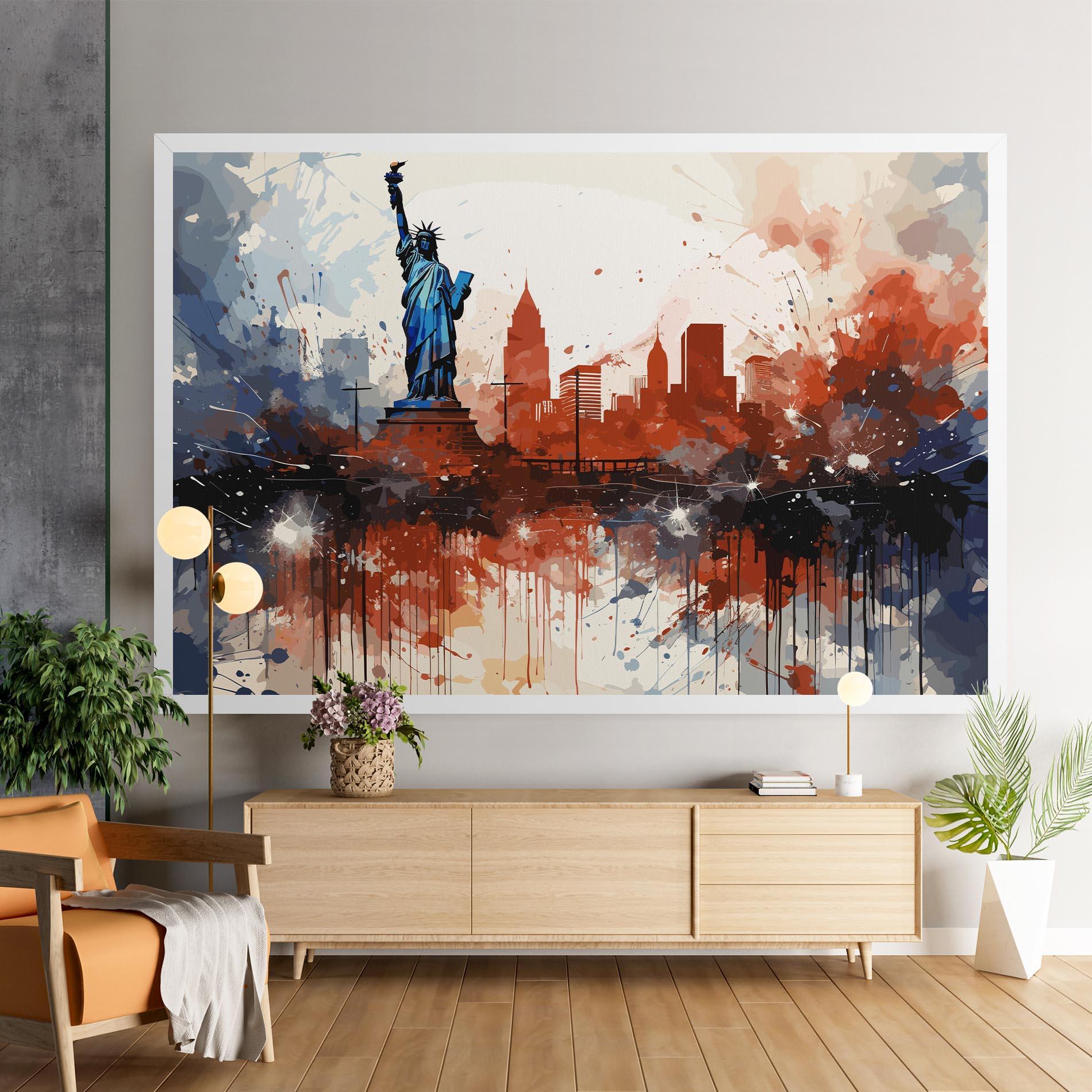 Tablou Canvas Red Blue Liberty Statue mockup 9