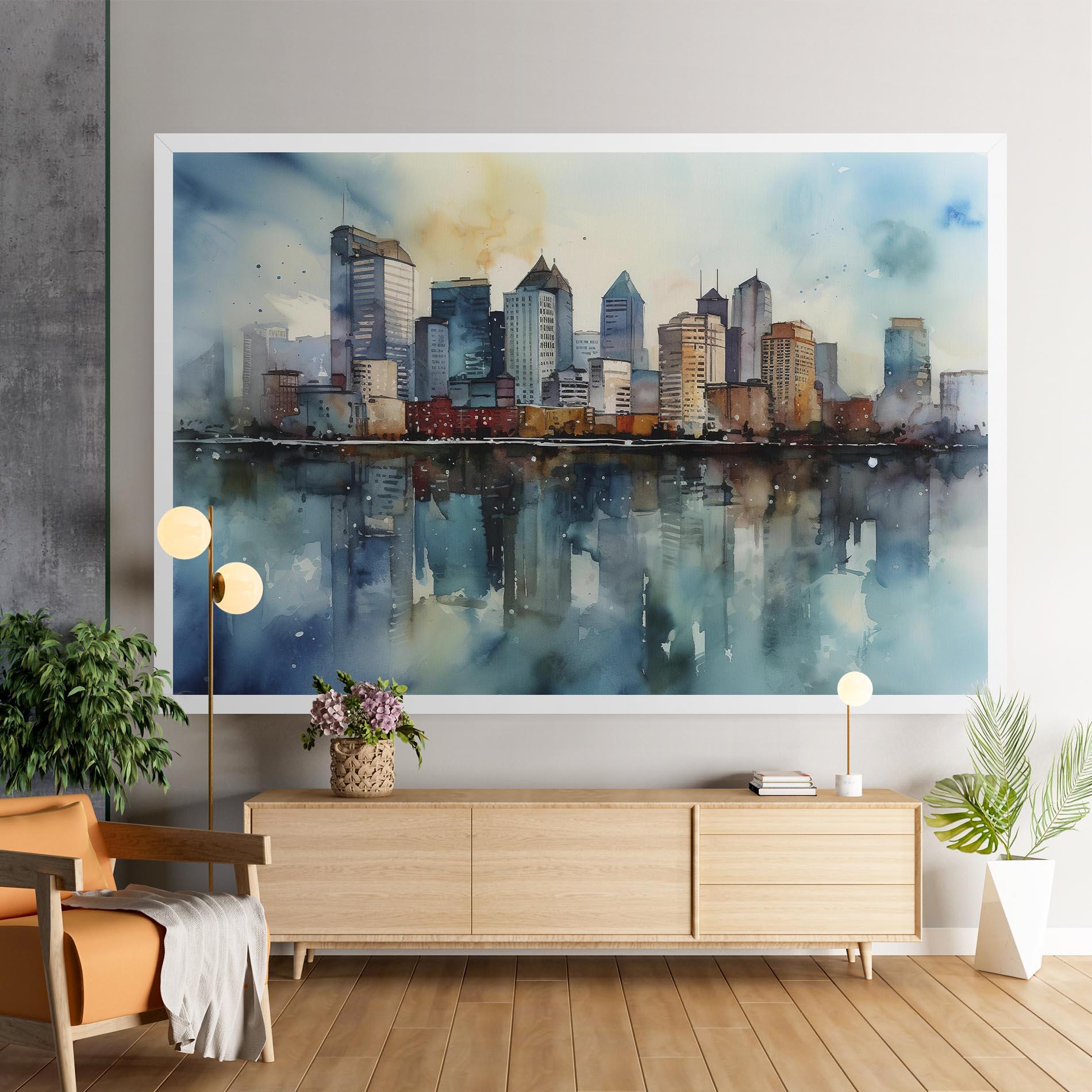 Tablou Canvas Watercolor City Skyline mockup 9