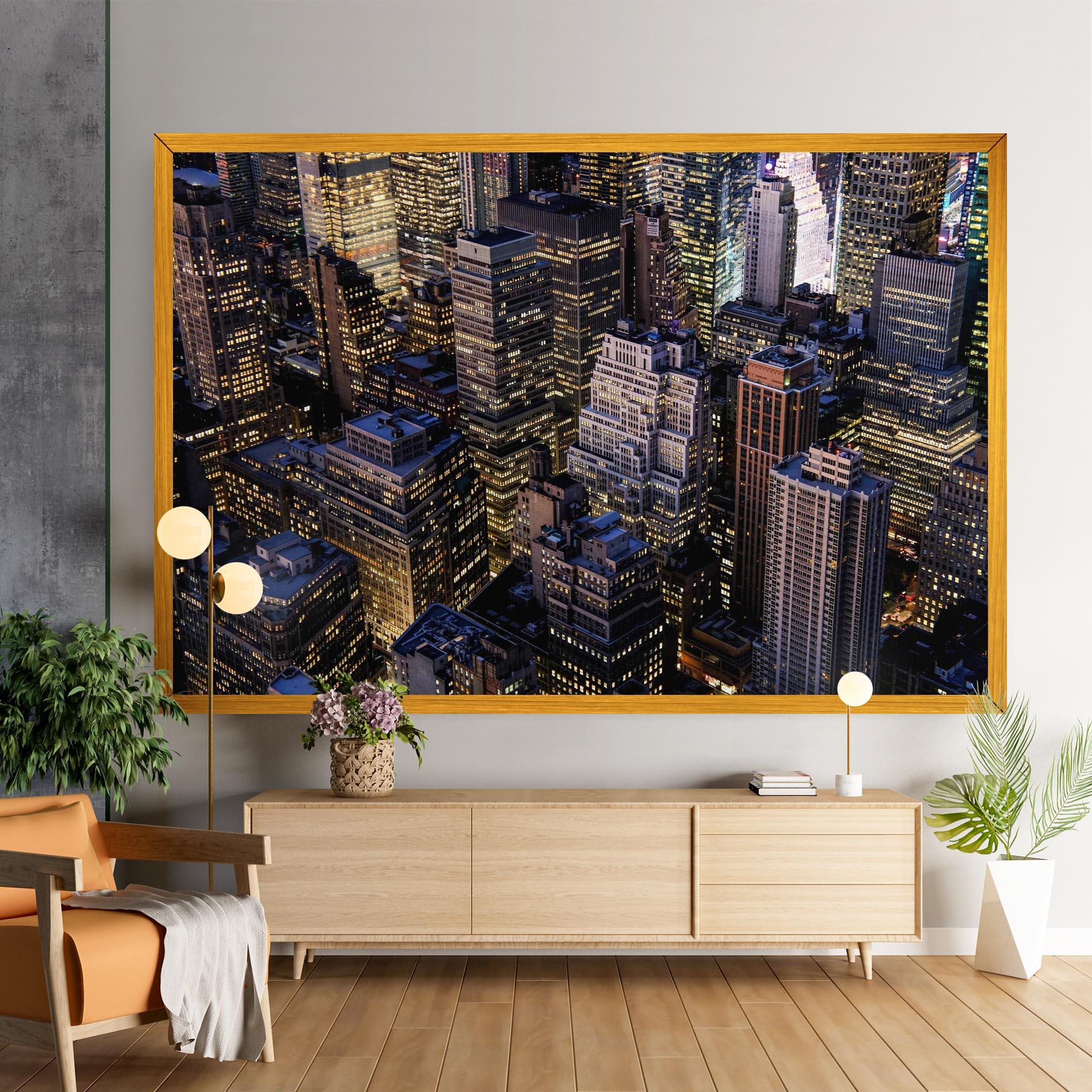 Tablou Canvas Blue Gold Skylines mockup 9