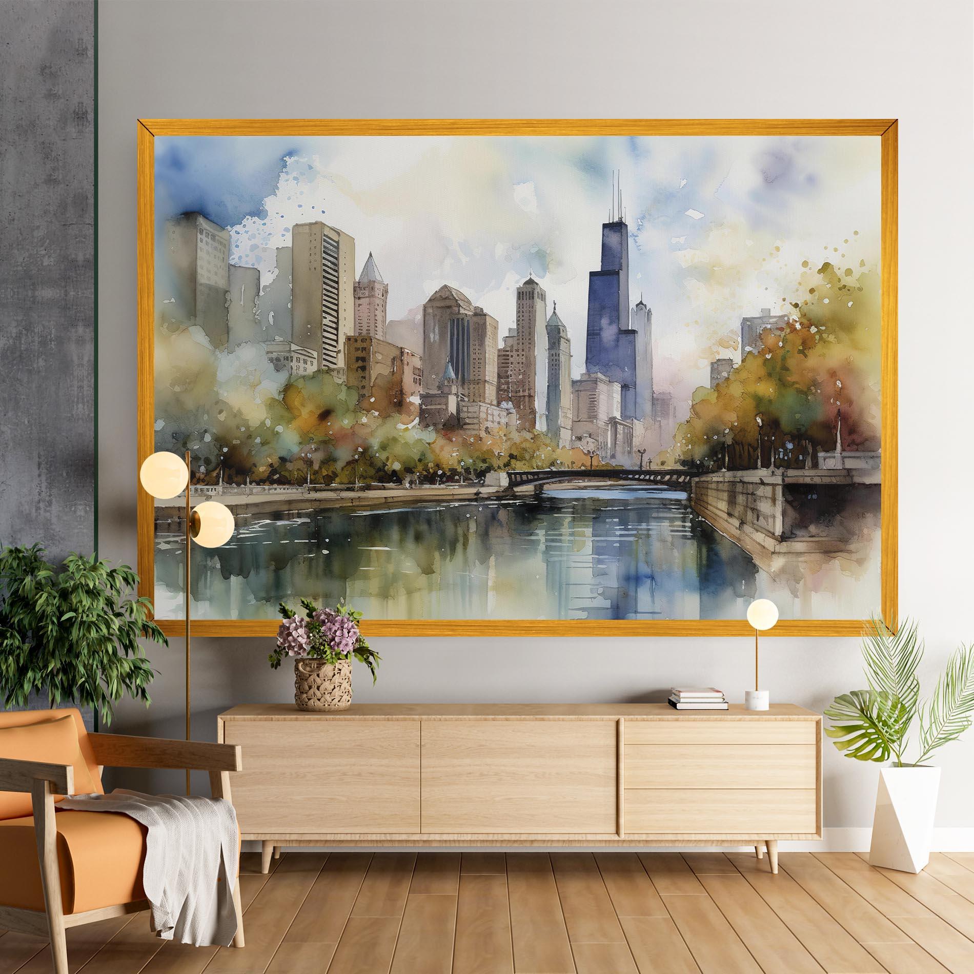 Tablou Canvas City Skyline Painting mockup 9