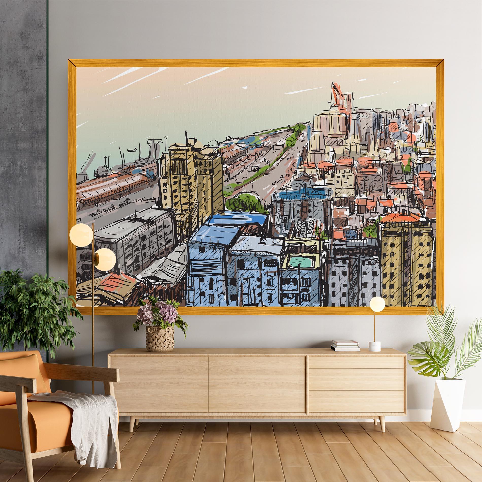 Tablou Canvas Colorful City Drawing mockup 9