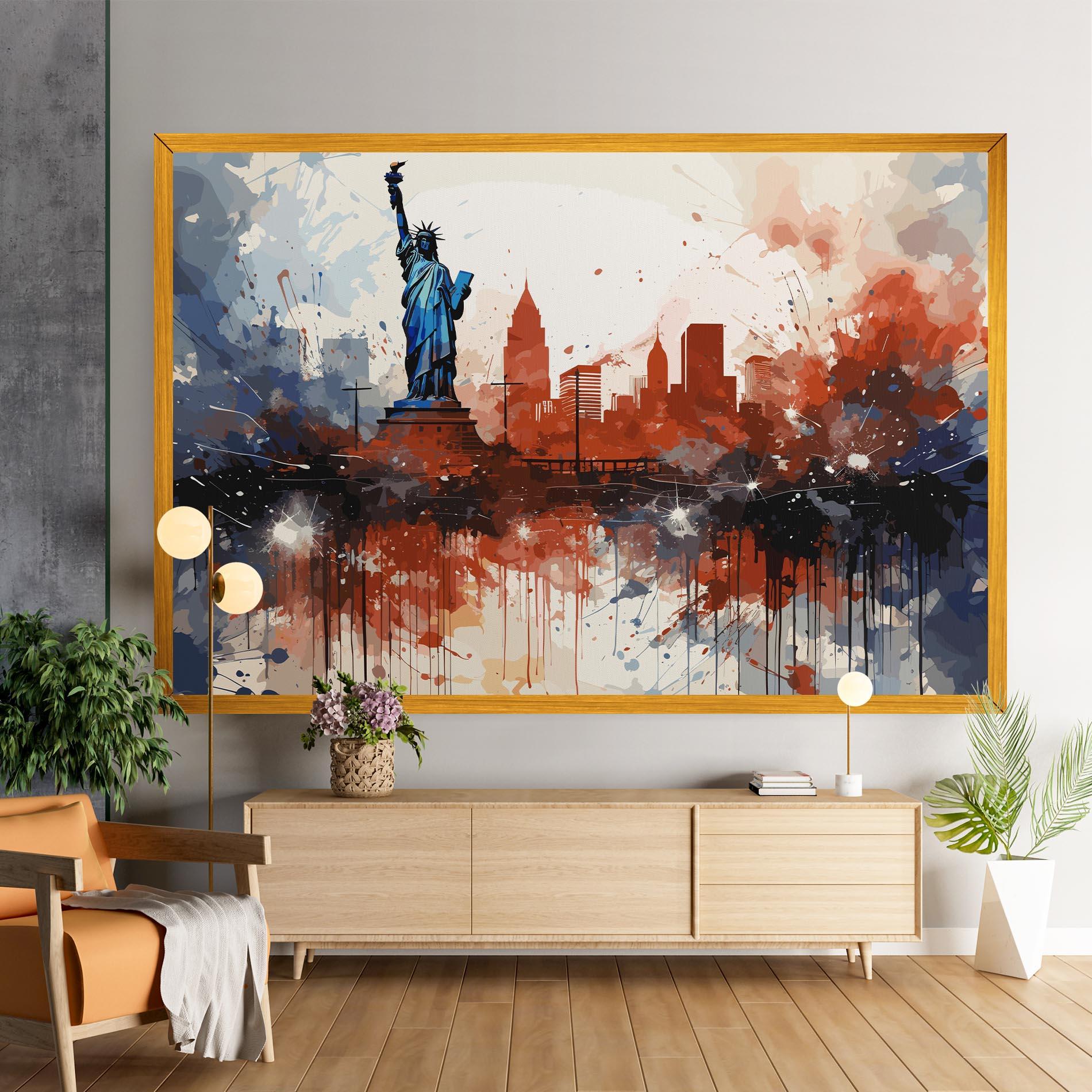 Tablou Canvas Red Blue Liberty Statue mockup 9