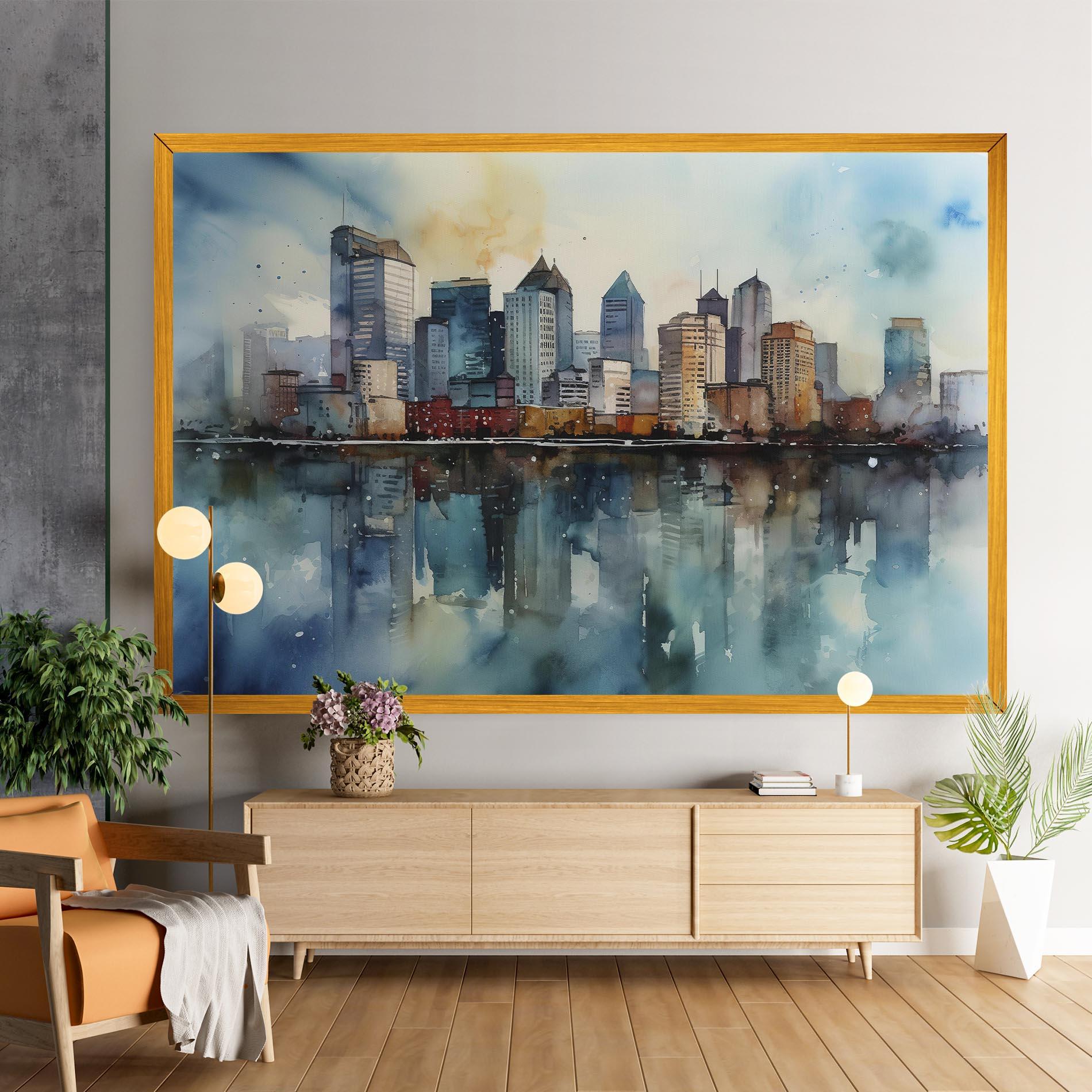 Tablou Canvas Watercolor City Skyline mockup 9