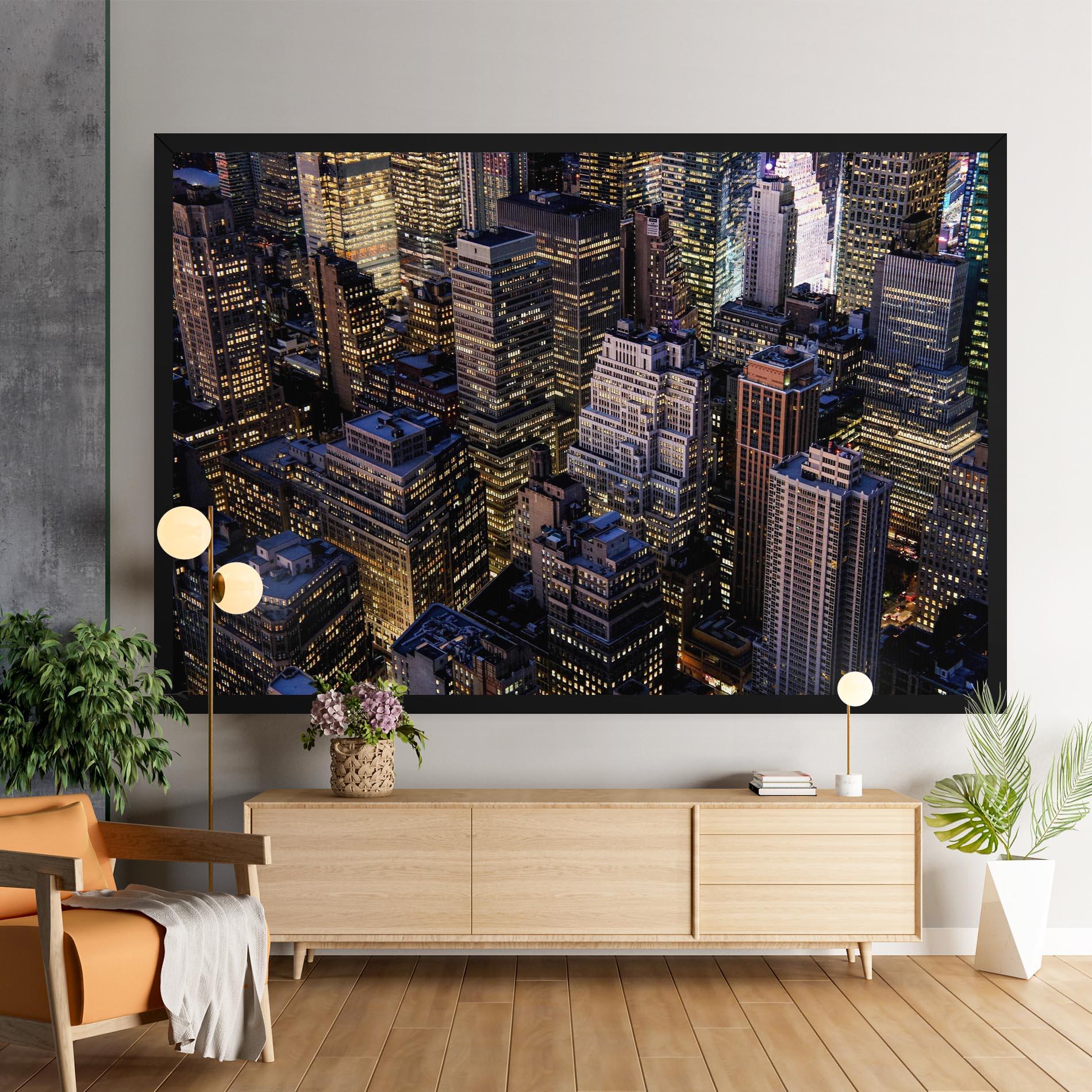 Tablou Canvas Blue Gold Skylines mockup 9