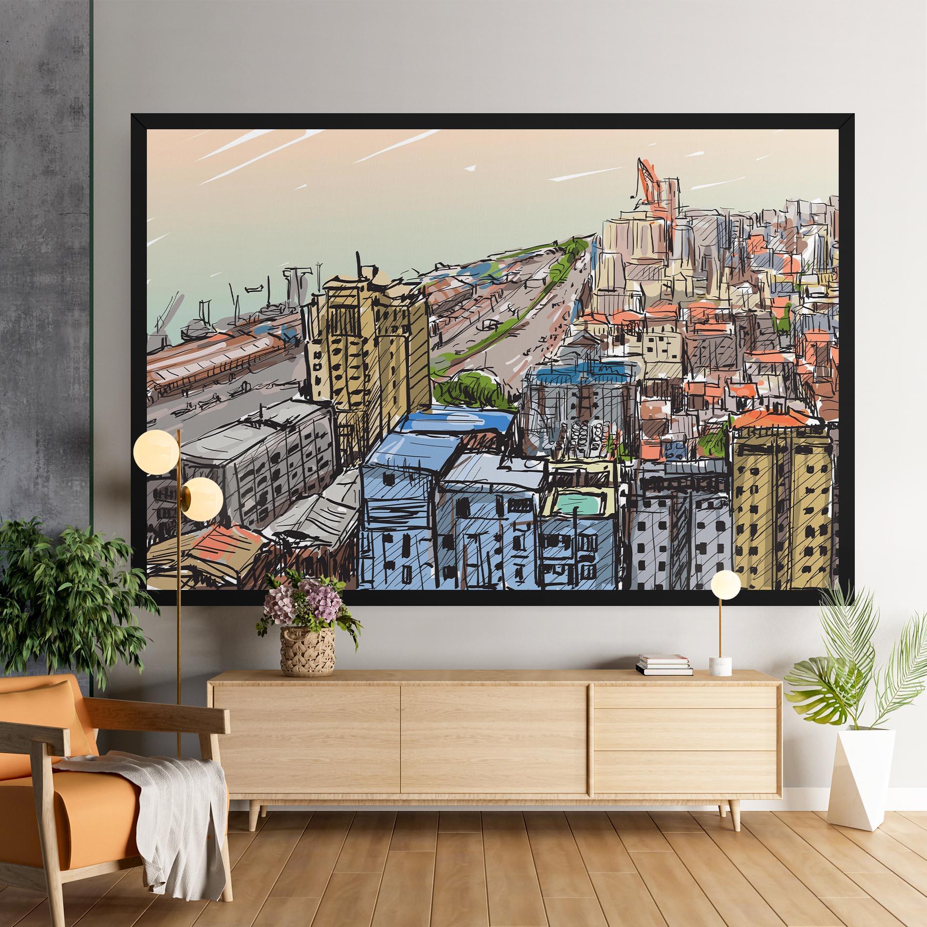 Tablou Canvas Colorful City Drawing mockup 9