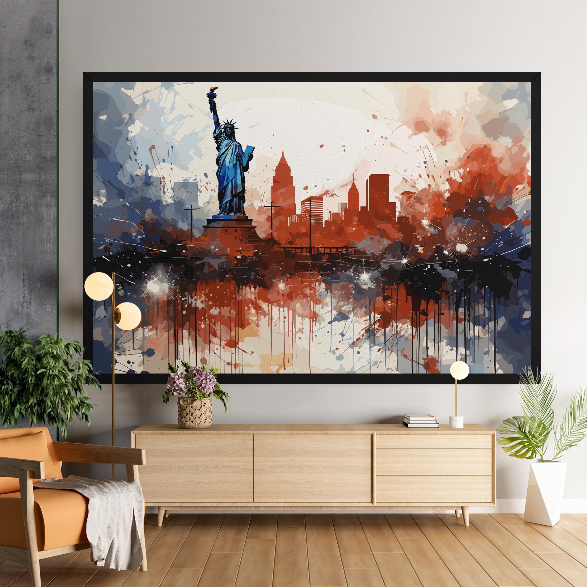 Tablou Canvas Red Blue Liberty Statue mockup 9