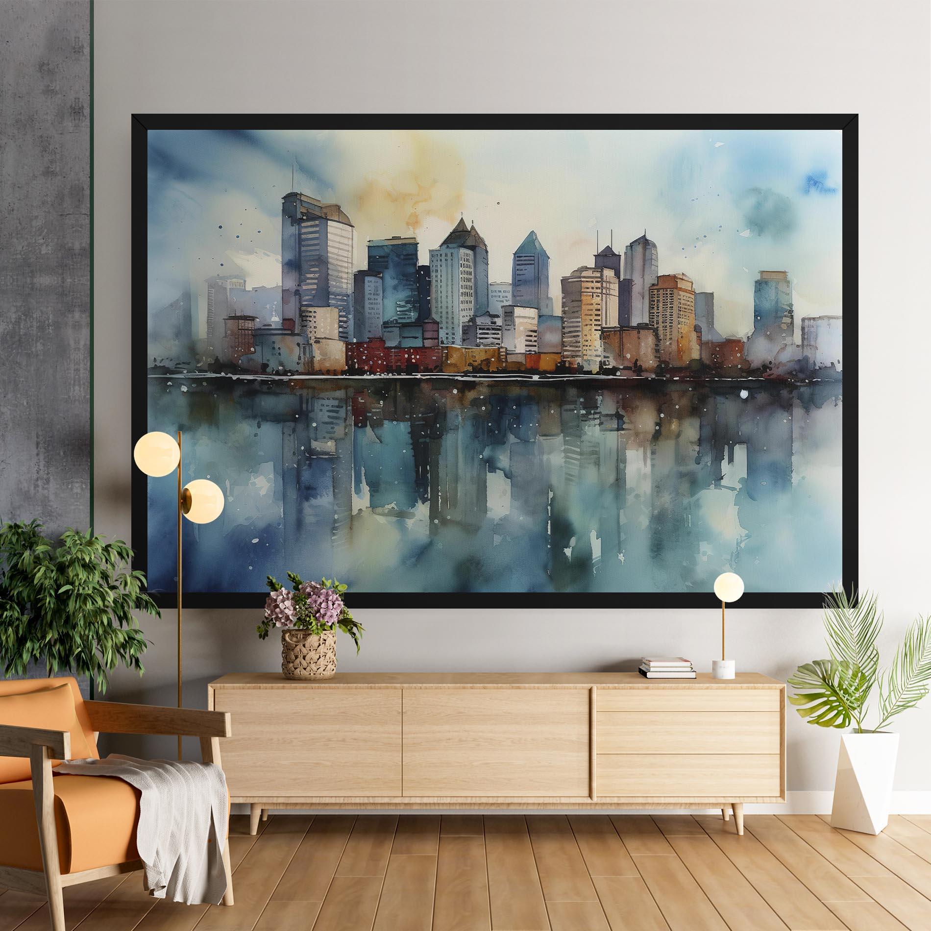 Tablou Canvas Watercolor City Skyline mockup 9