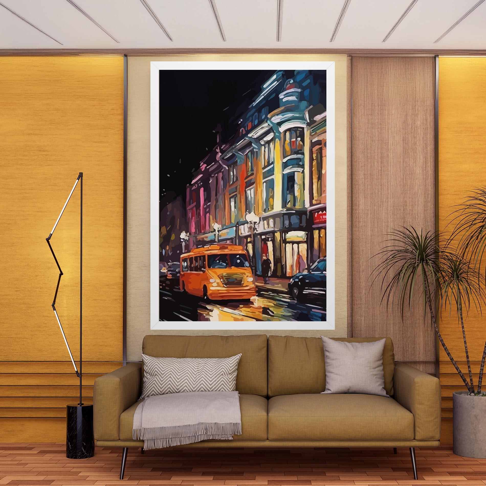 Tablou Canvas Yellow Car City Art mockup 9