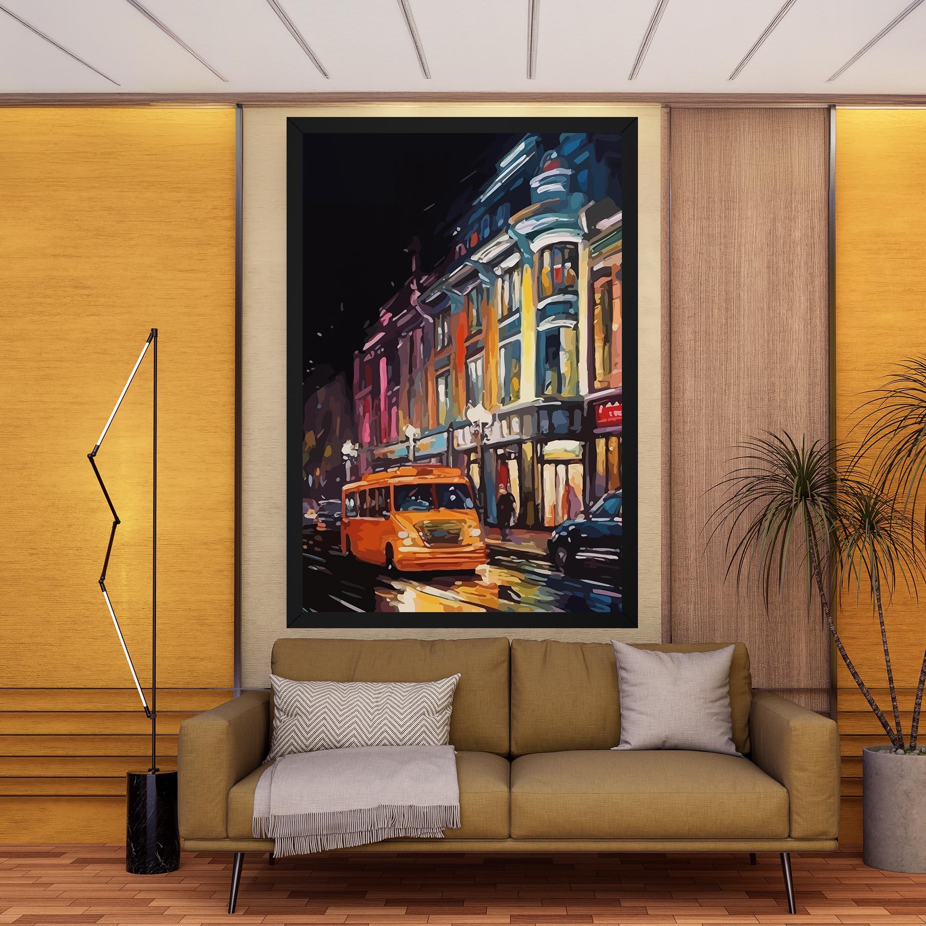 Tablou Canvas Yellow Car City Art mockup 9