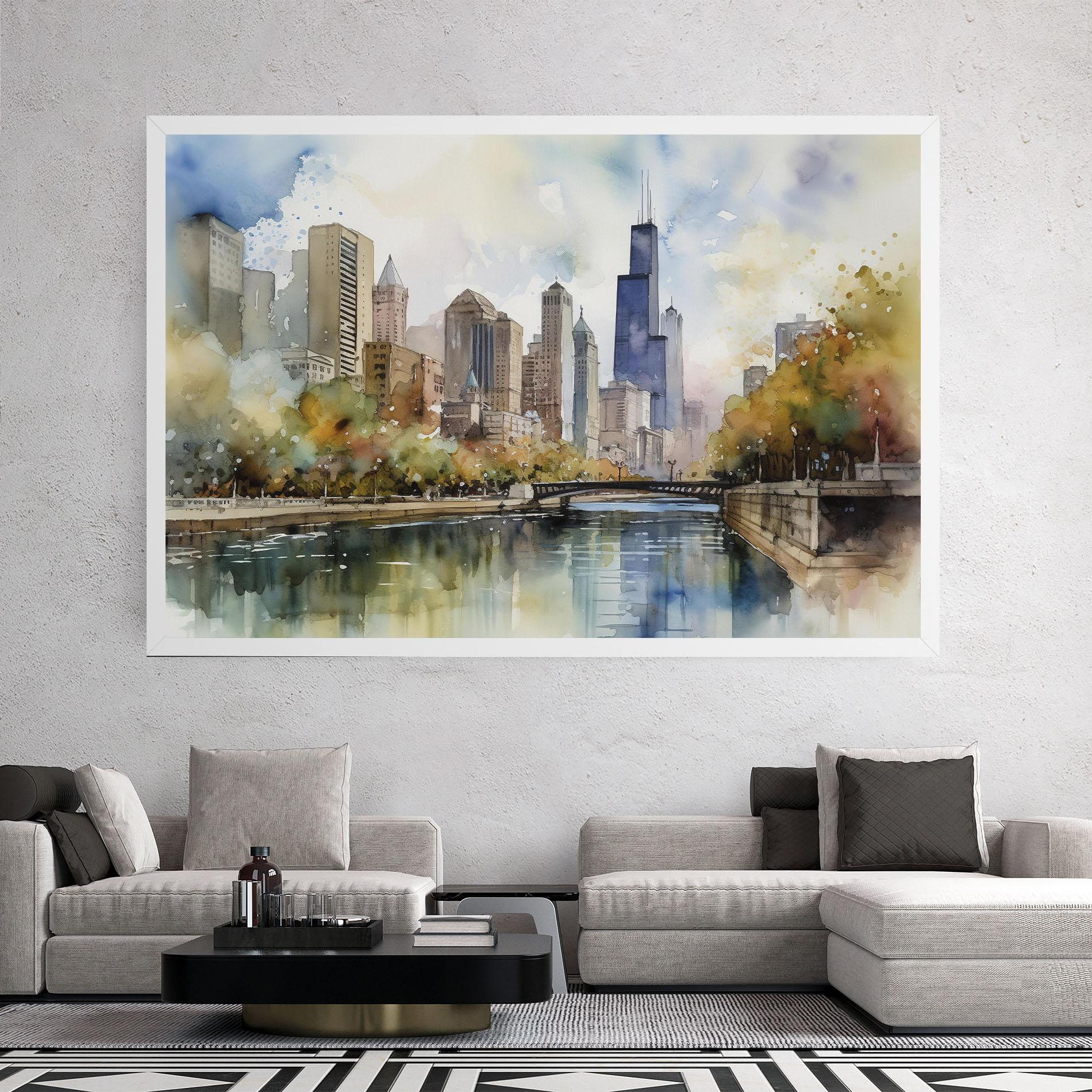 Tablou Canvas City Skyline Painting mockup 2