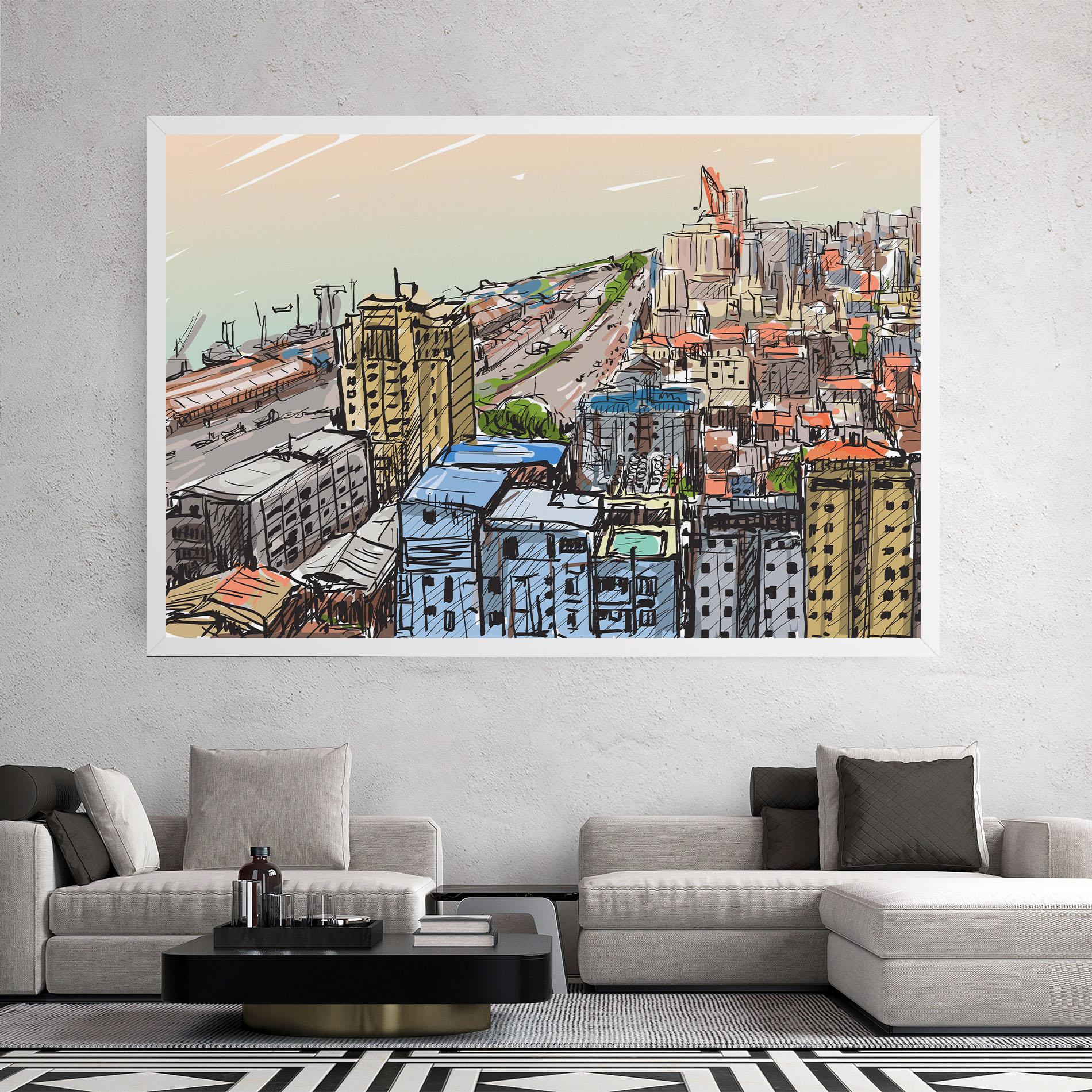 Tablou Canvas Colorful City Drawing mockup 2