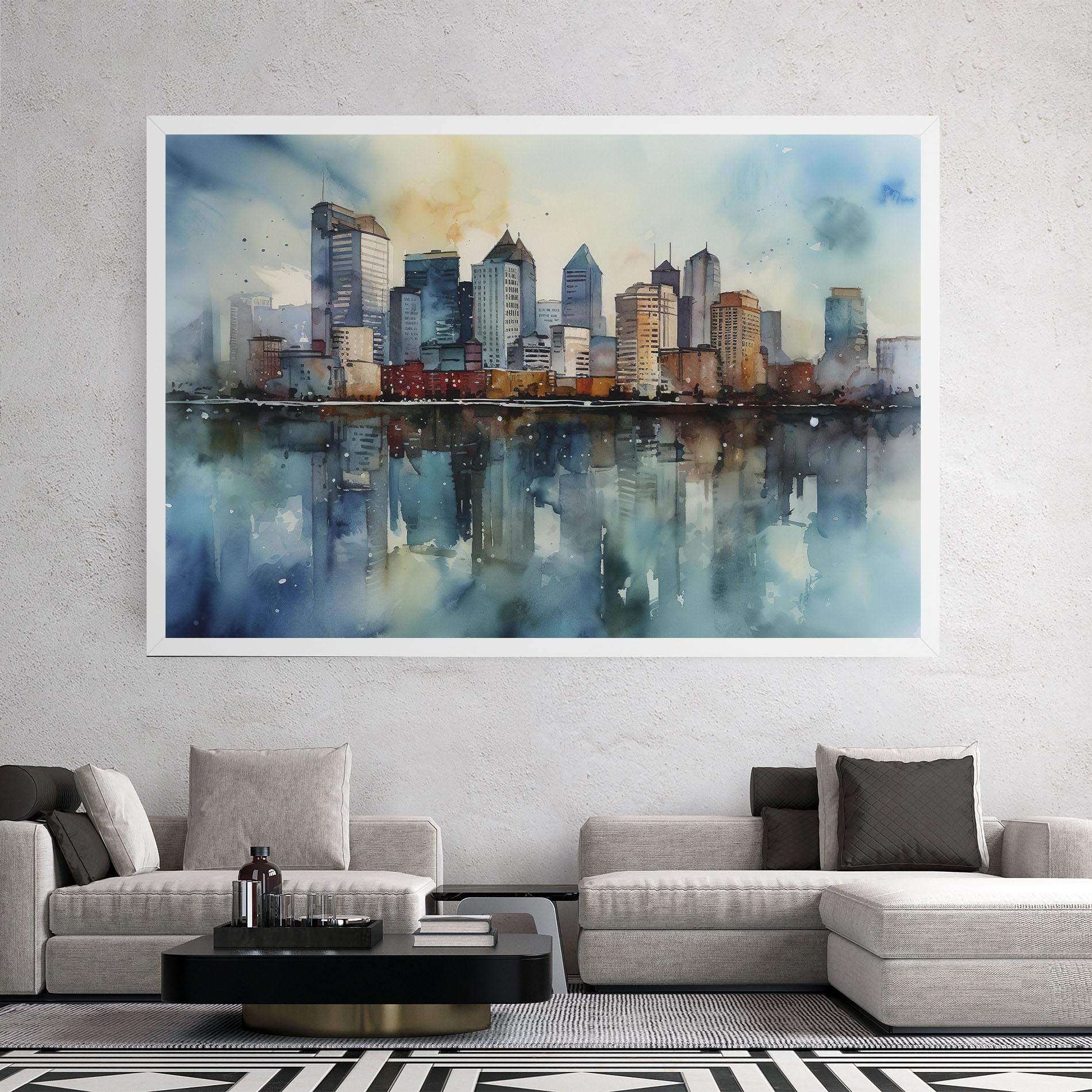 Tablou Canvas Watercolor City Skyline mockup 2