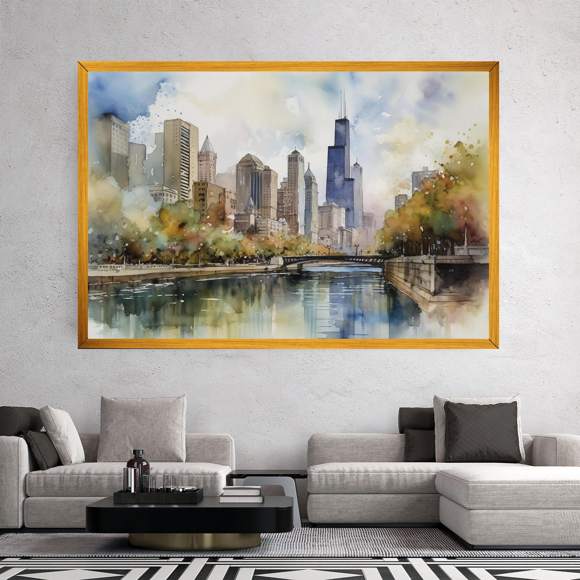Tablou Canvas City Skyline Painting mockup 2