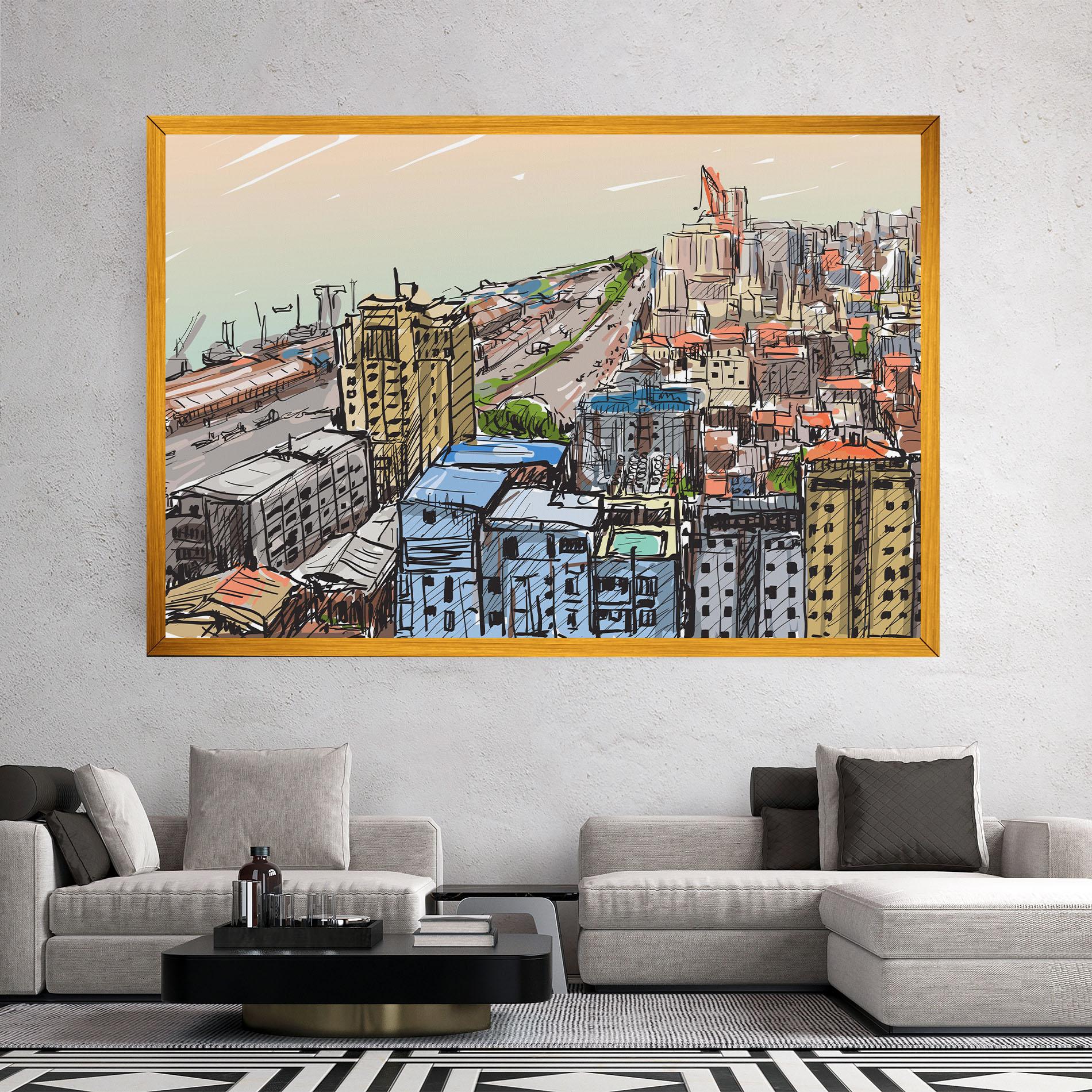 Tablou Canvas Colorful City Drawing mockup 2