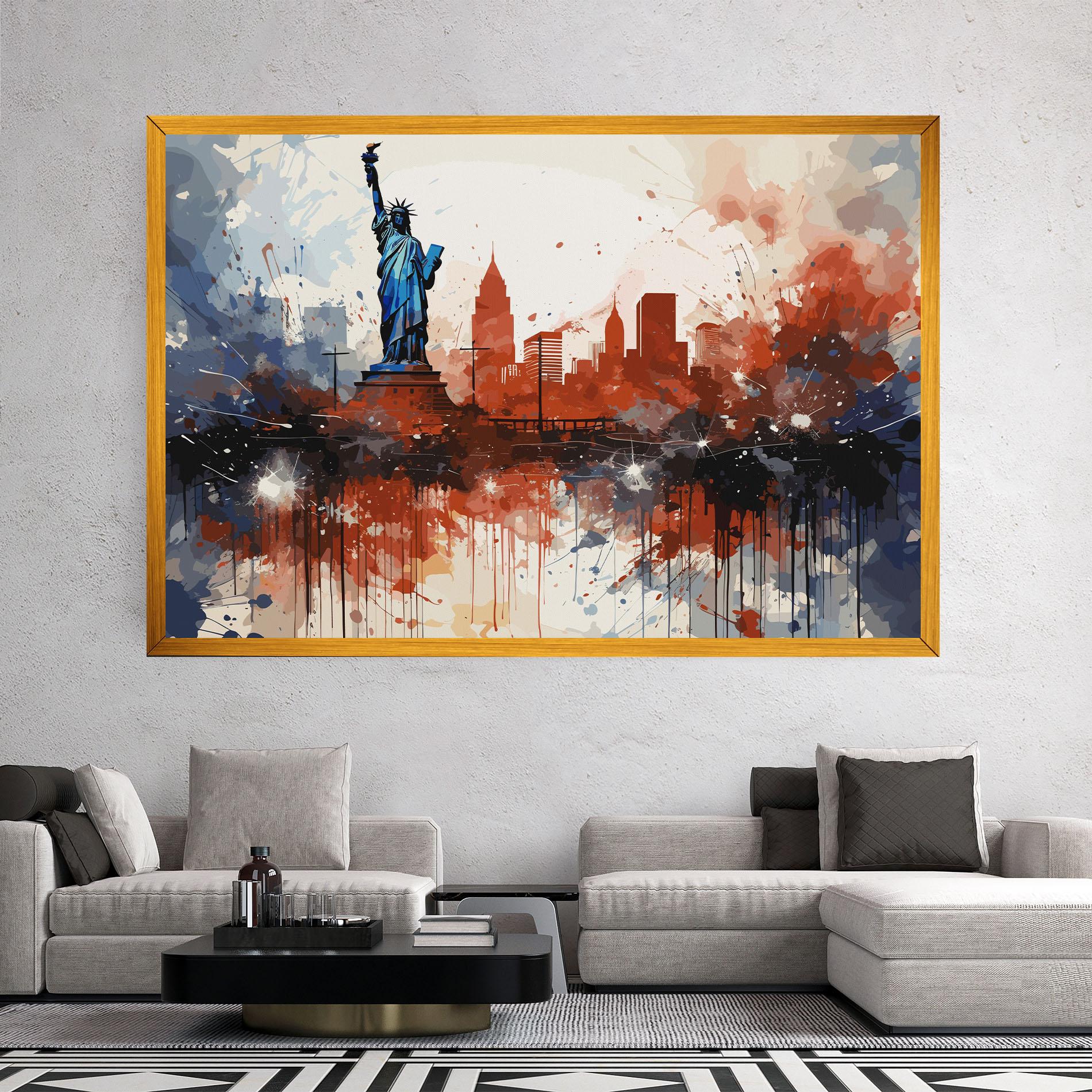Tablou Canvas Red Blue Liberty Statue mockup 2