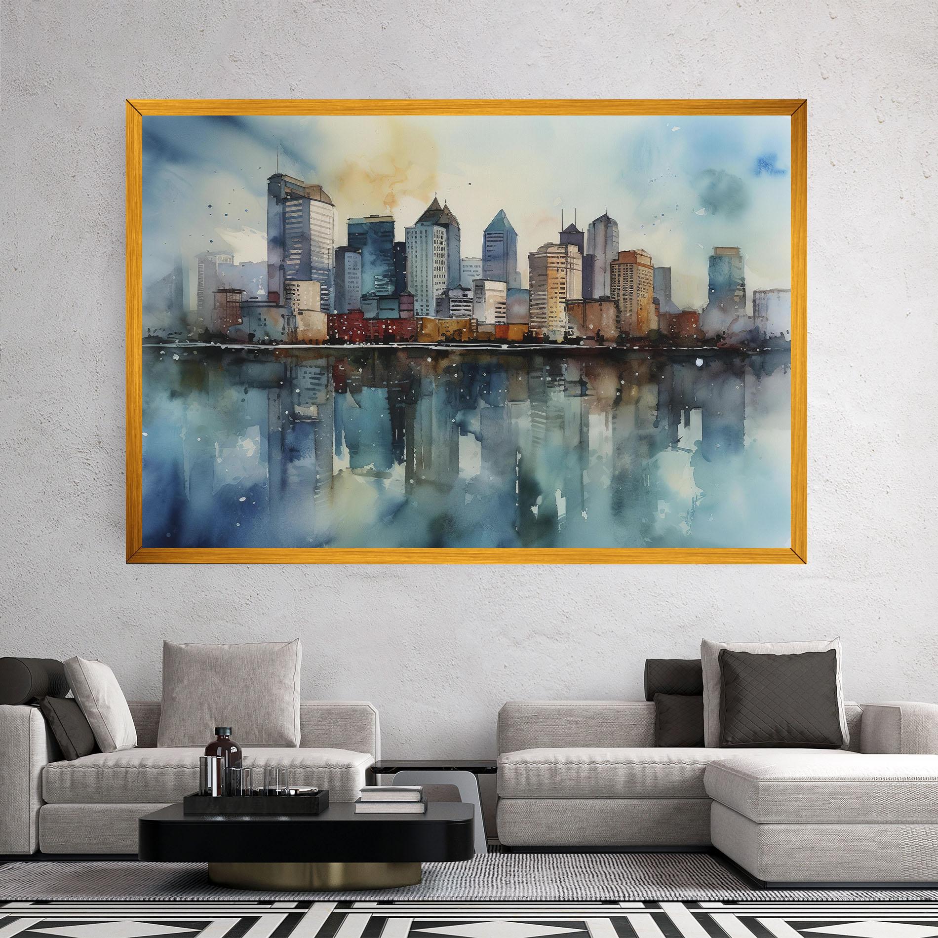 Tablou Canvas Watercolor City Skyline mockup 2