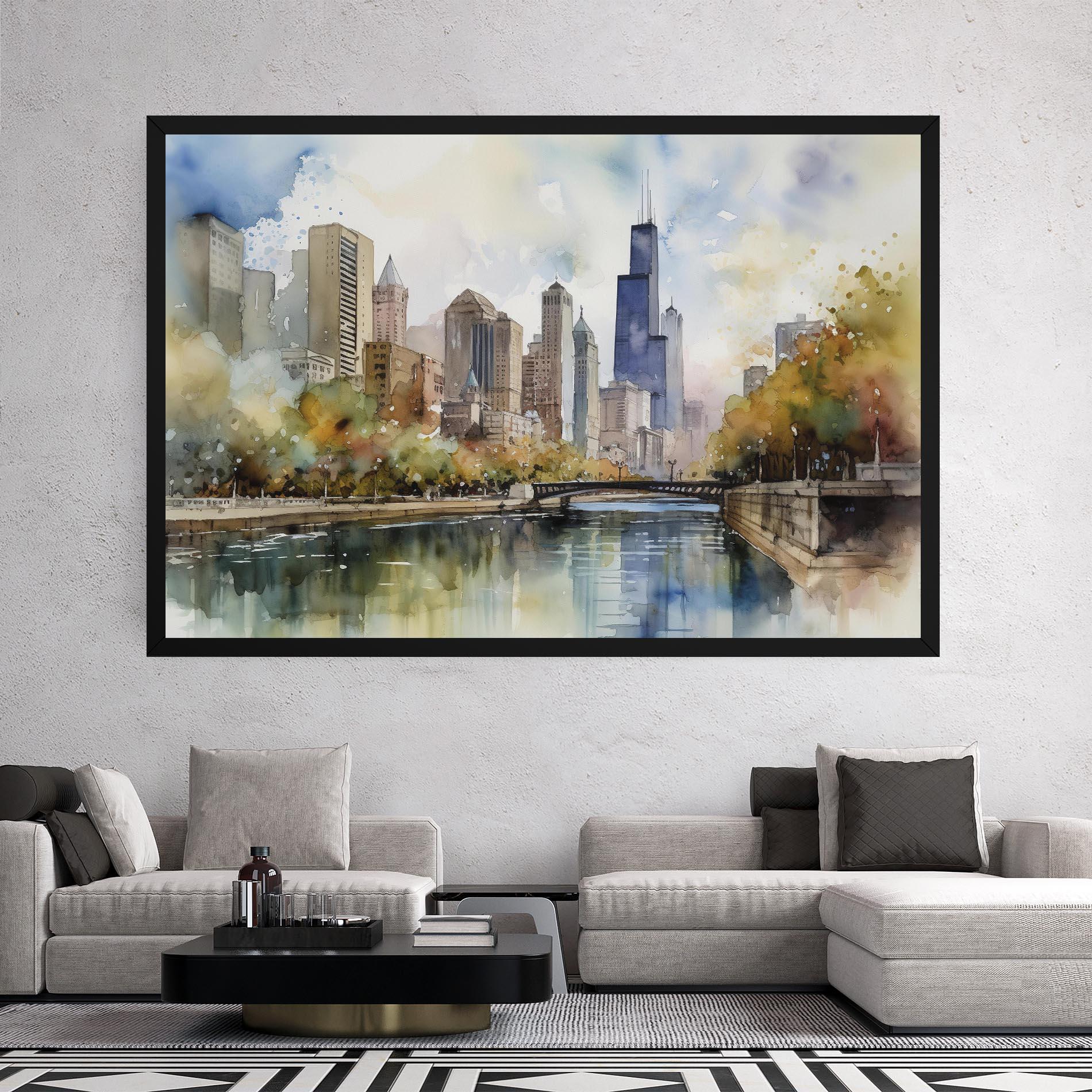 Tablou Canvas City Skyline Painting mockup 2
