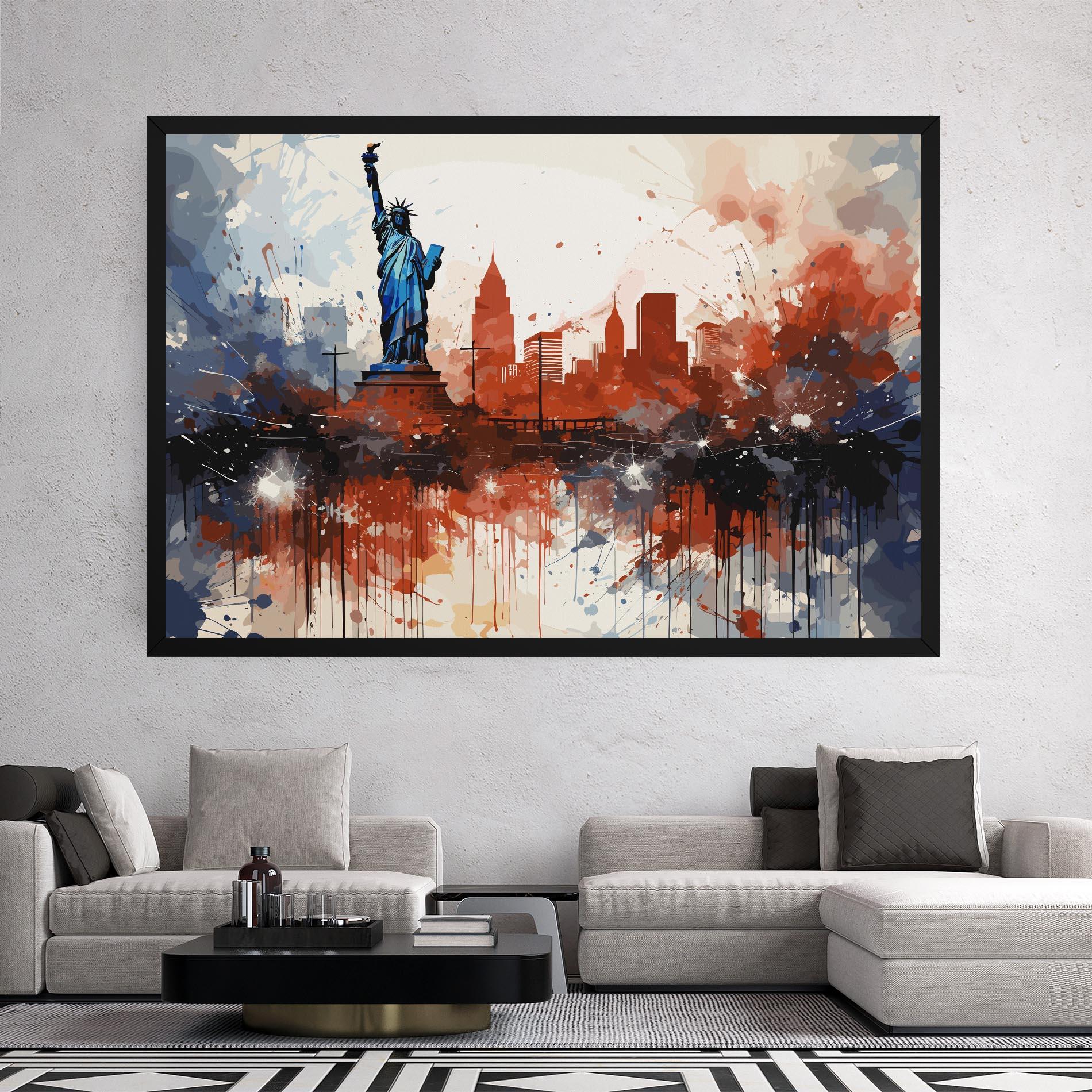 Tablou Canvas Red Blue Liberty Statue mockup 2