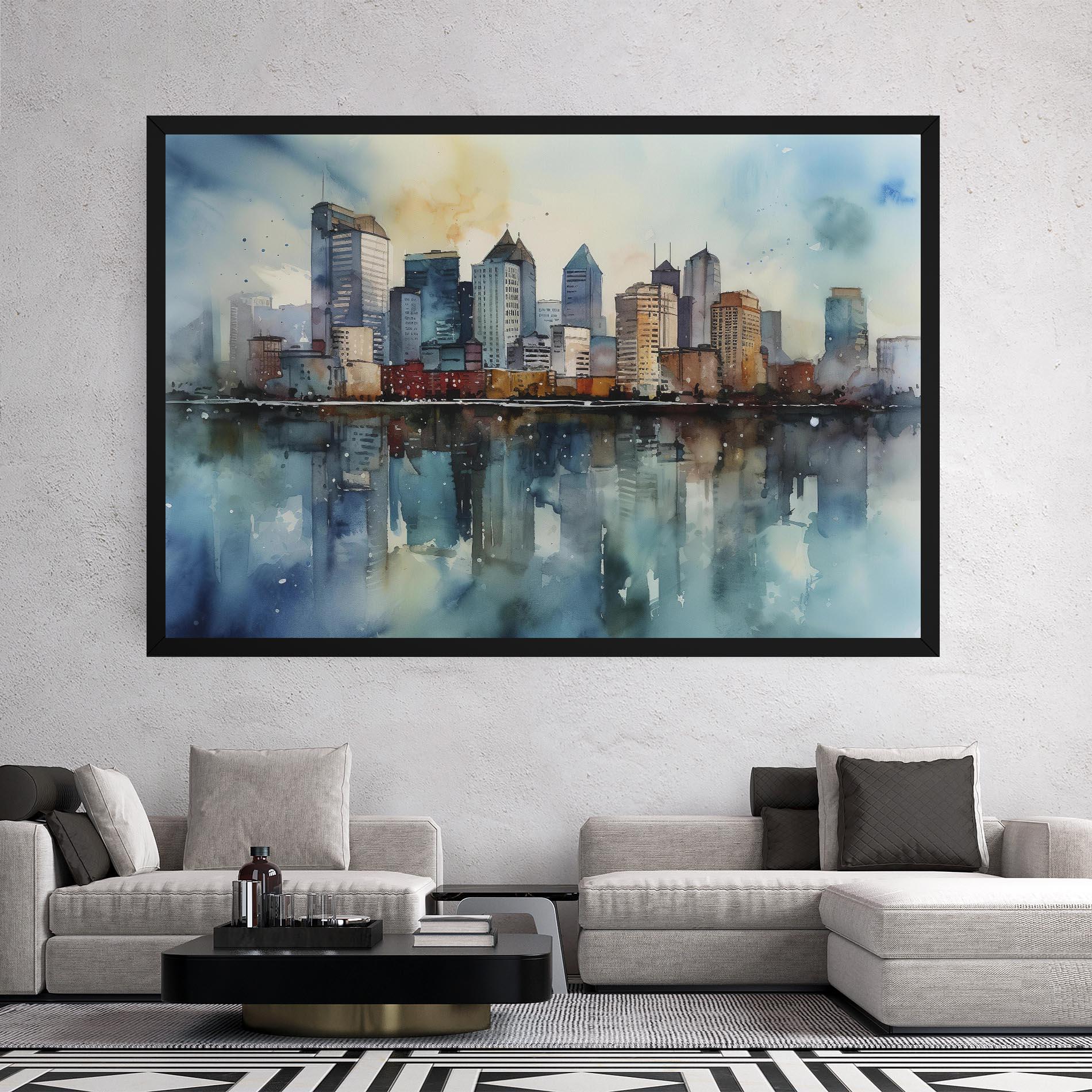 Tablou Canvas Watercolor City Skyline mockup 2