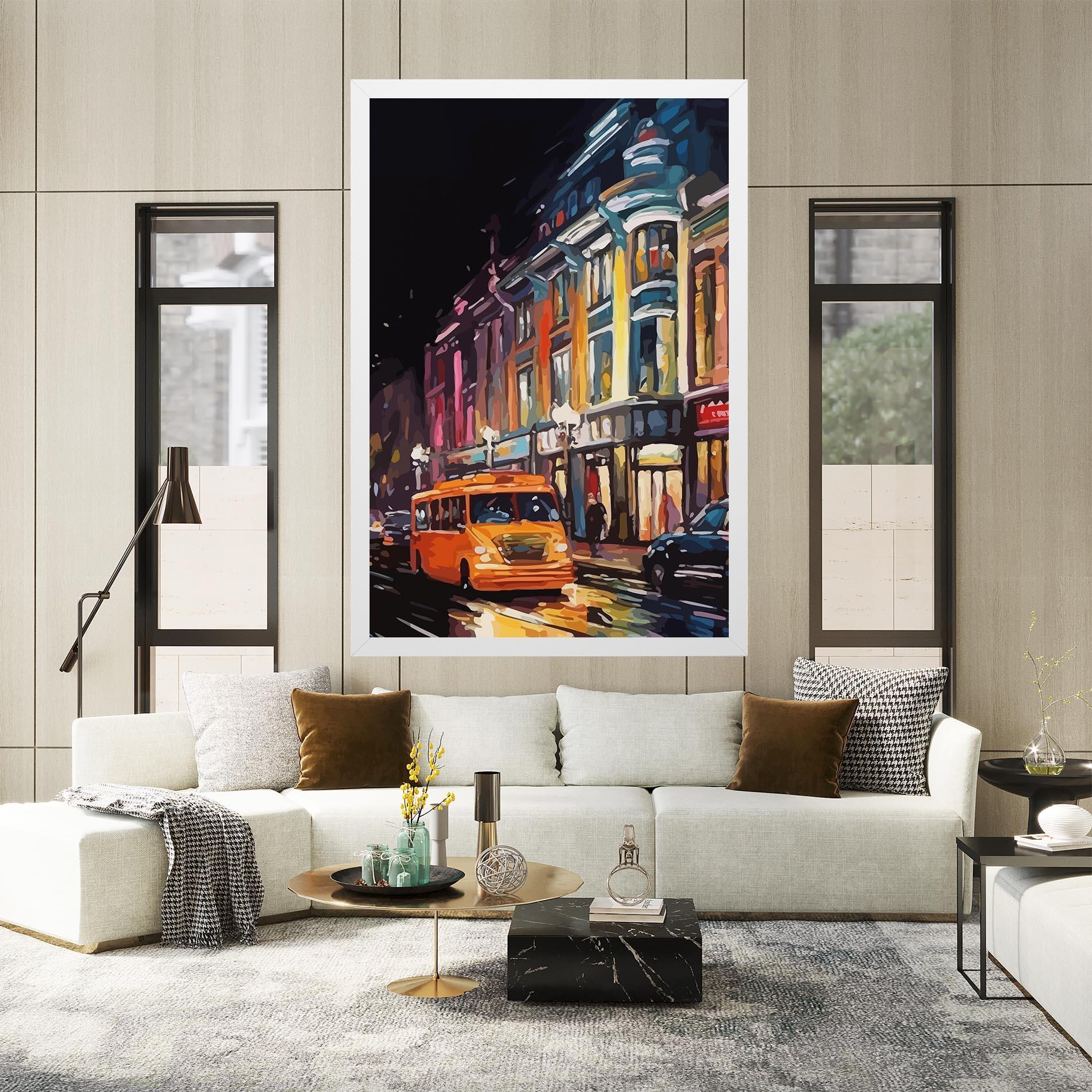 Tablou Canvas Yellow Car City Art mockup 2