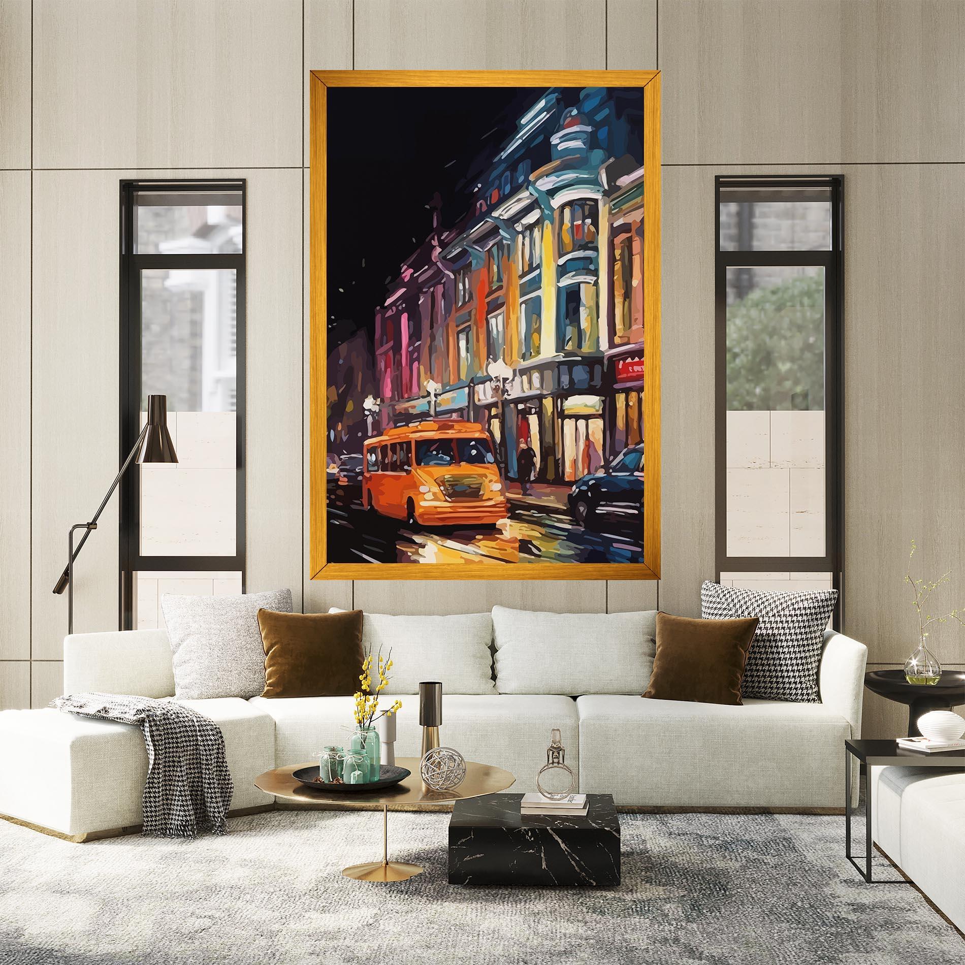 Tablou Canvas Yellow Car City Art mockup 2
