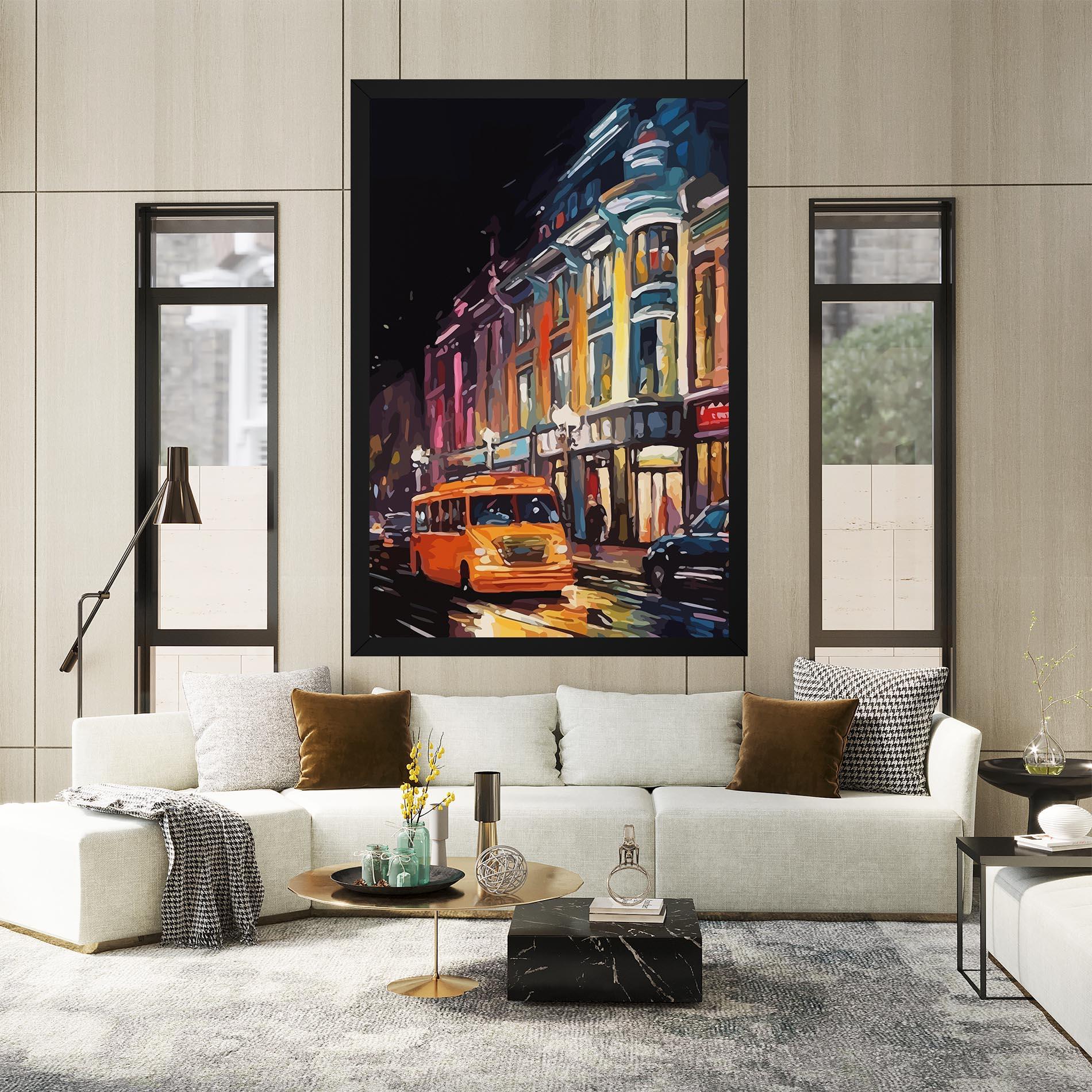 Tablou Canvas Yellow Car City Art mockup 2