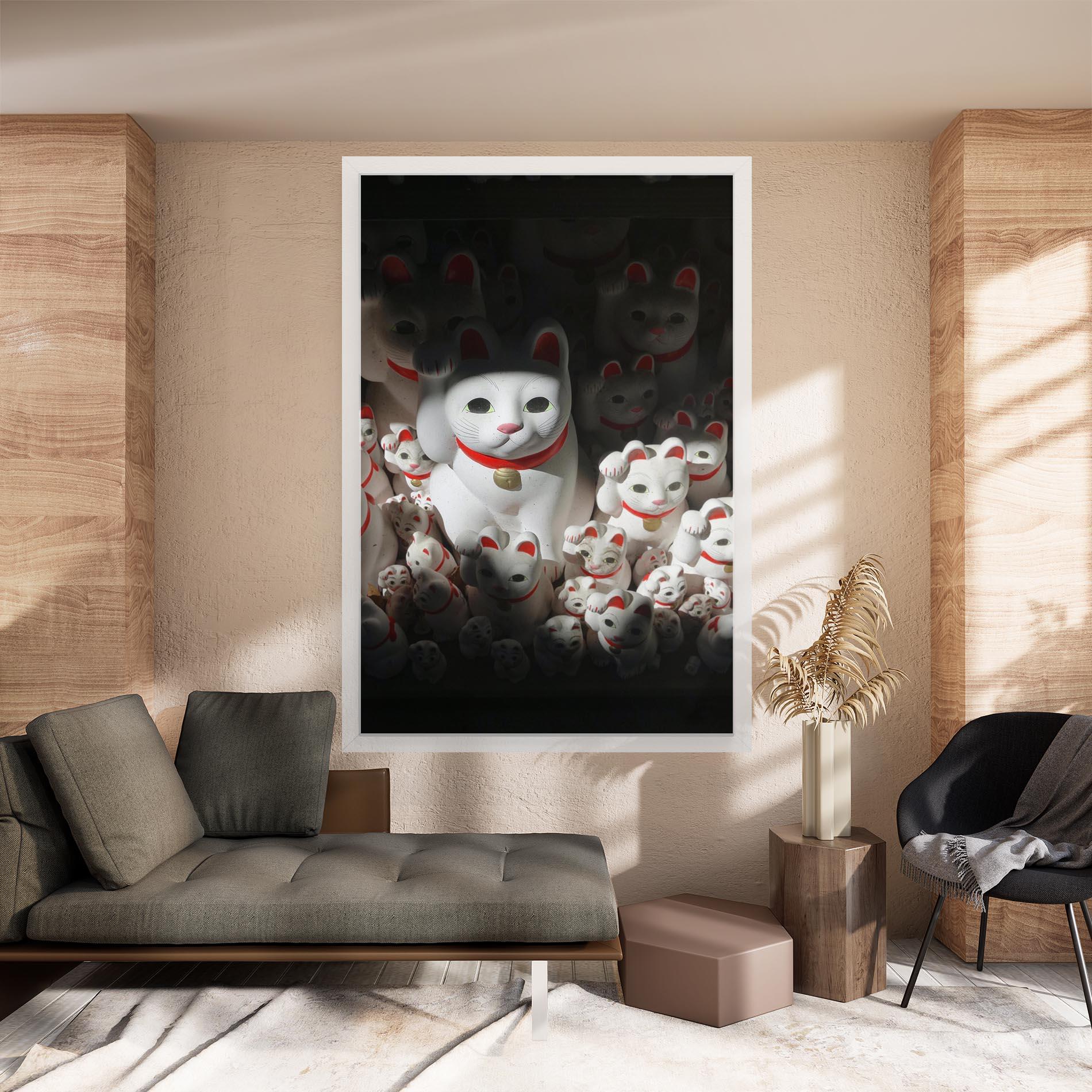Tablou Canvas White Lucky Cats mockup 8