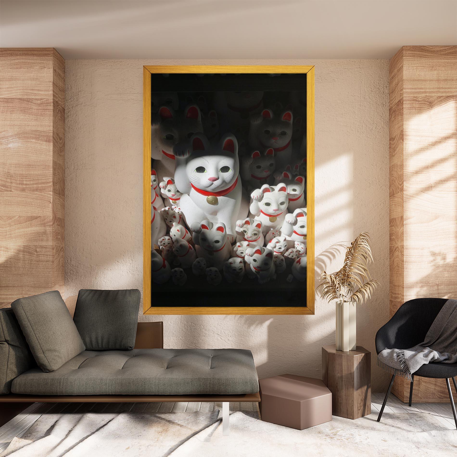 Tablou Canvas White Lucky Cats mockup 8