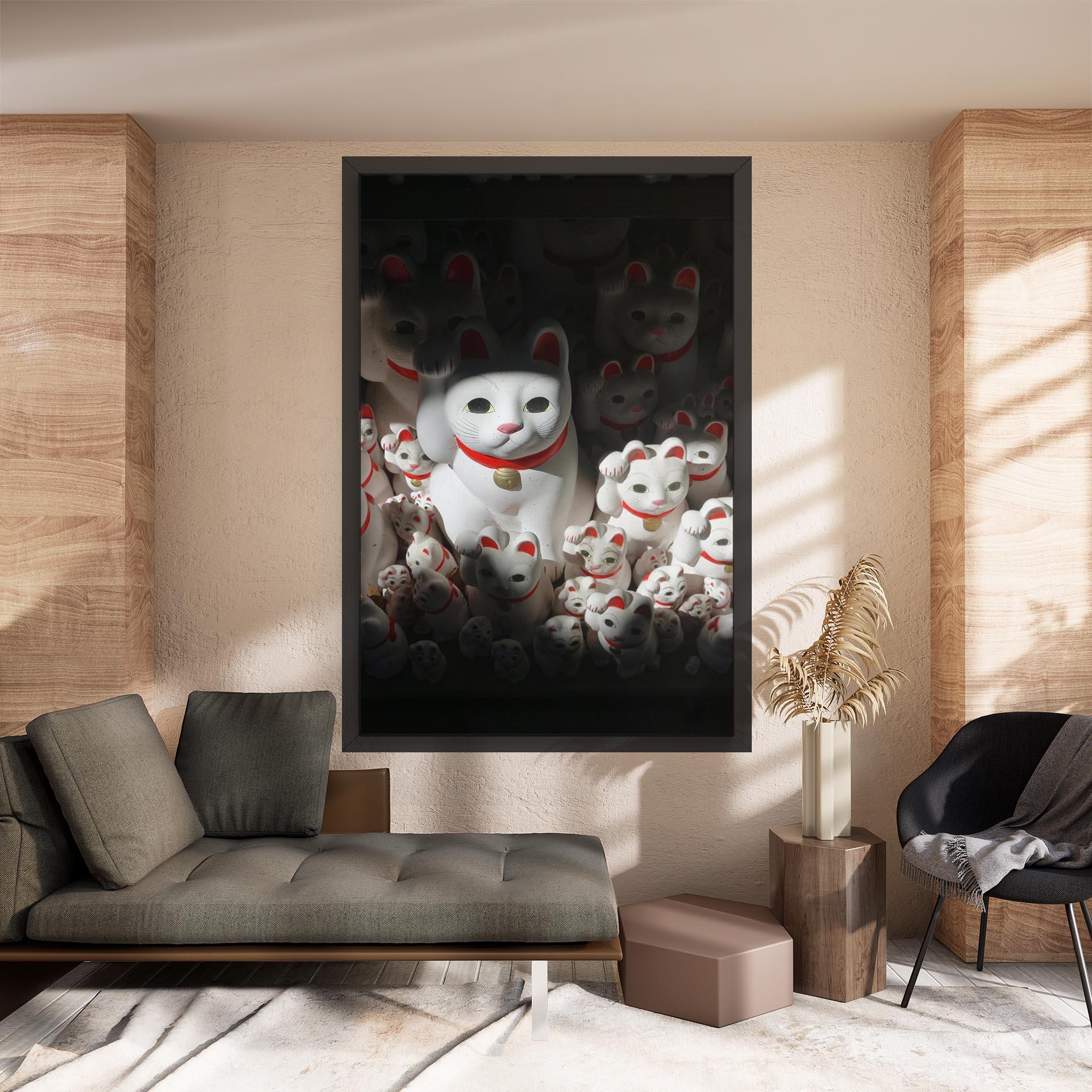 Tablou Canvas White Lucky Cats mockup 8