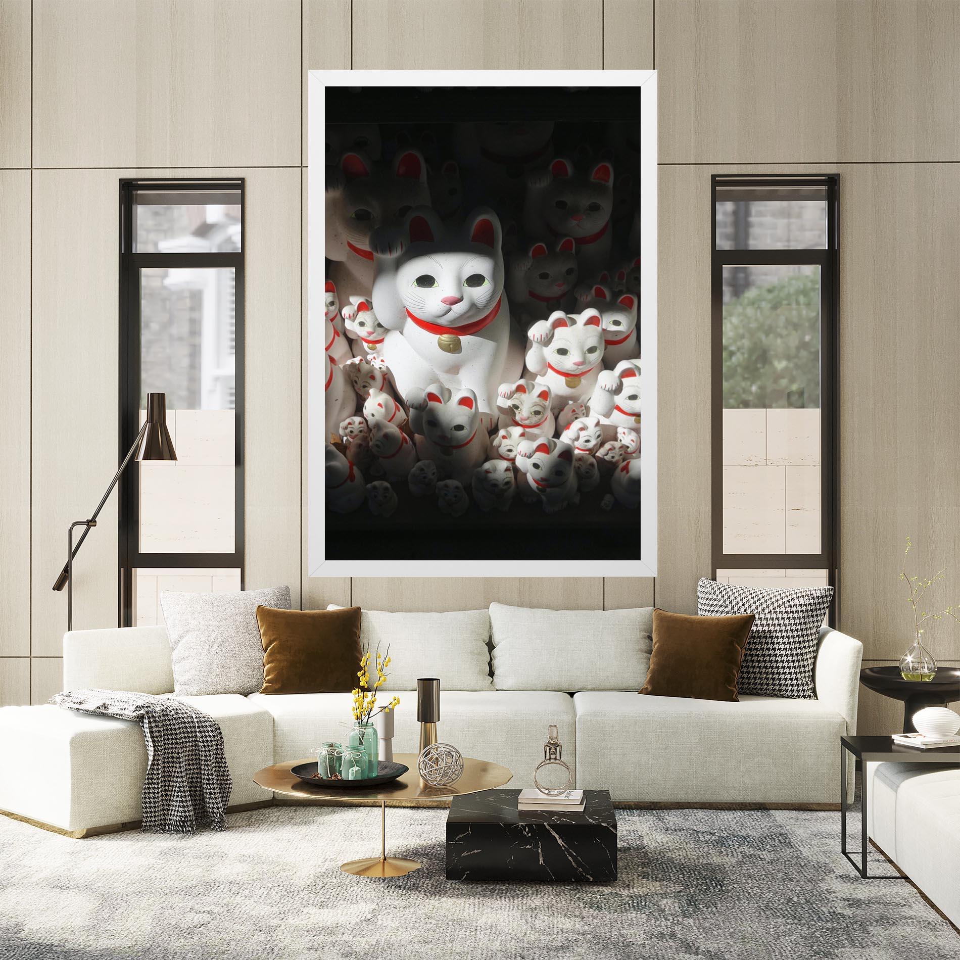 Tablou Canvas White Lucky Cats mockup 2
