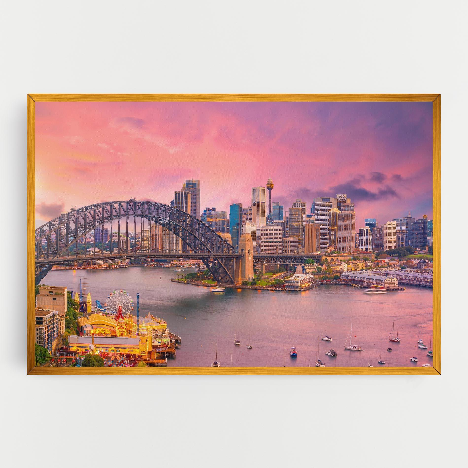 Tablou Canvas Pink Sydney Skyline mockup 0