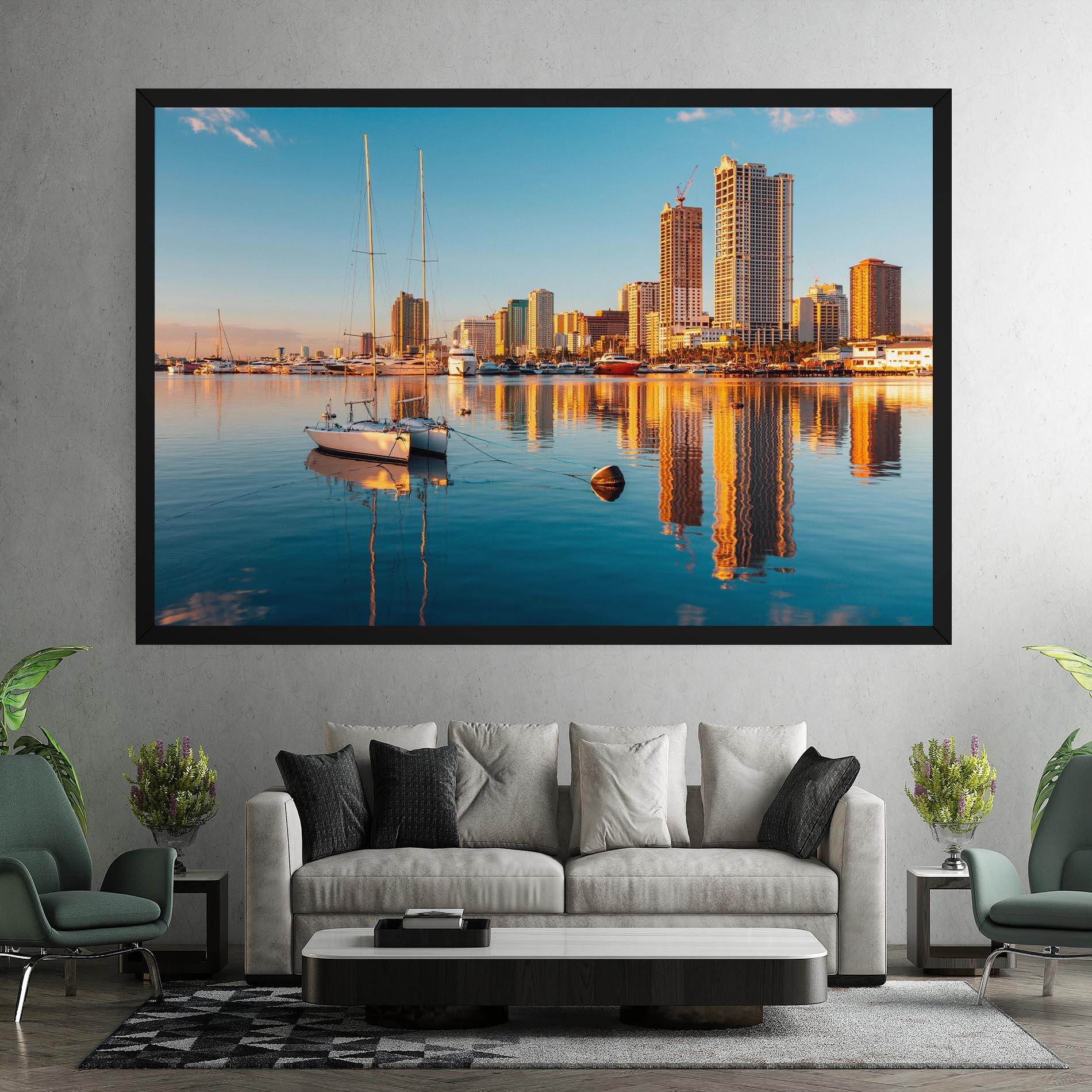 Tablou Canvas Skyscrapers Water mockup 7