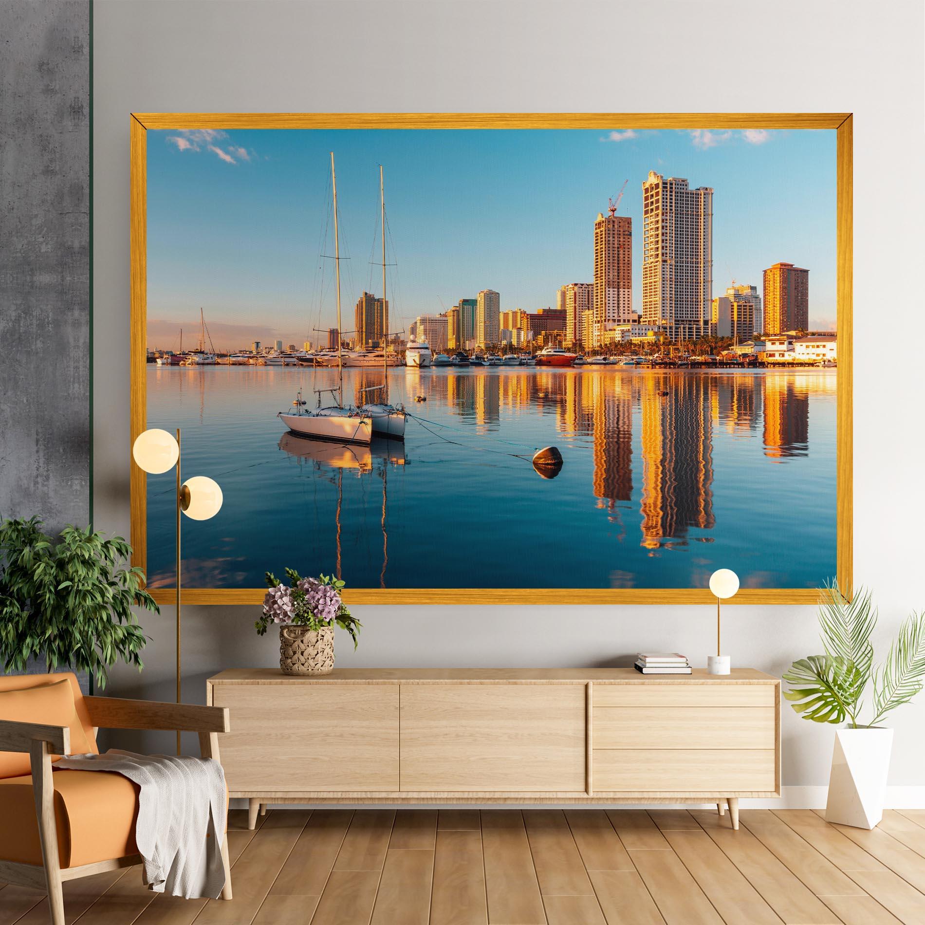 Tablou Canvas Skyscrapers Water mockup 9