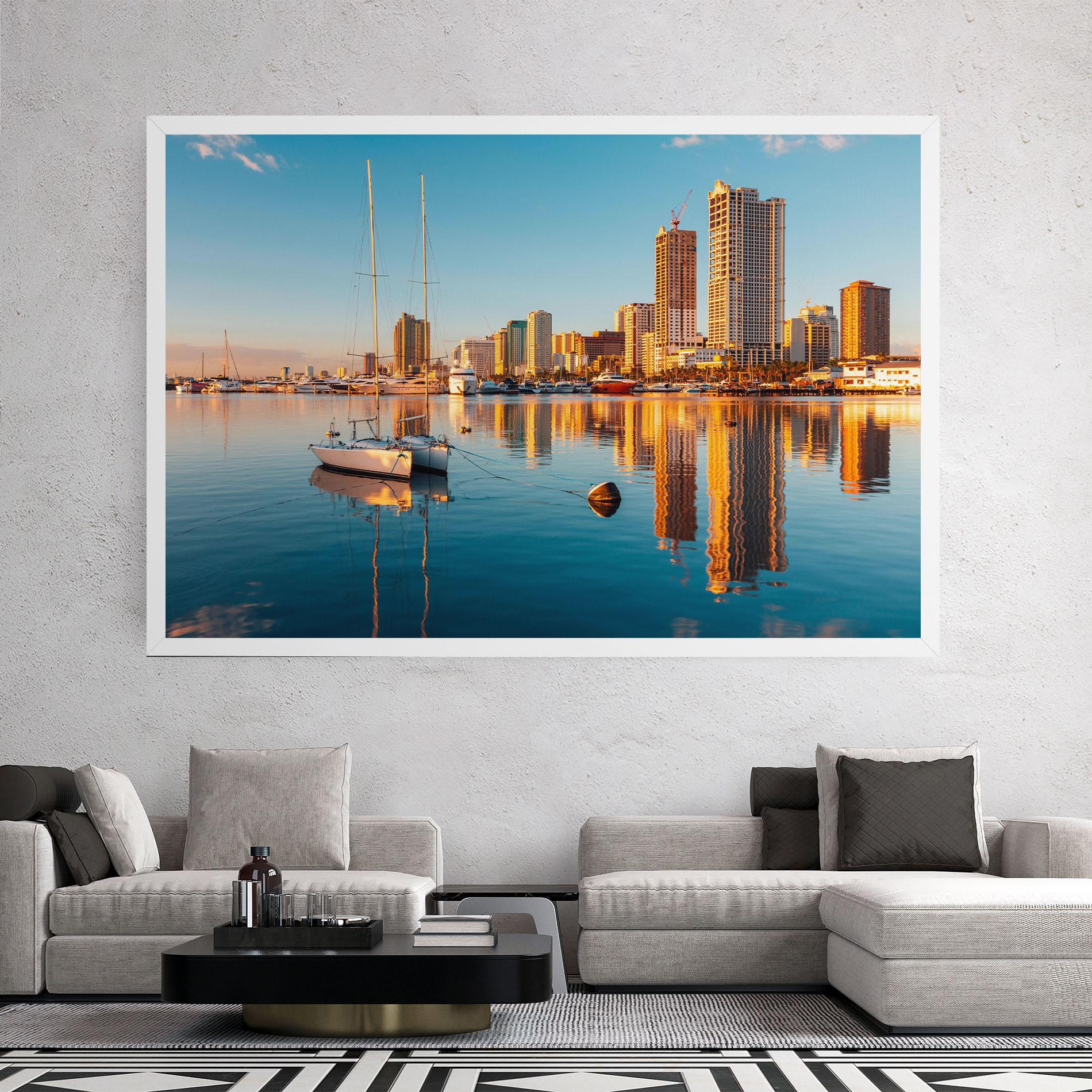 Tablou Canvas Skyscrapers Water mockup 2