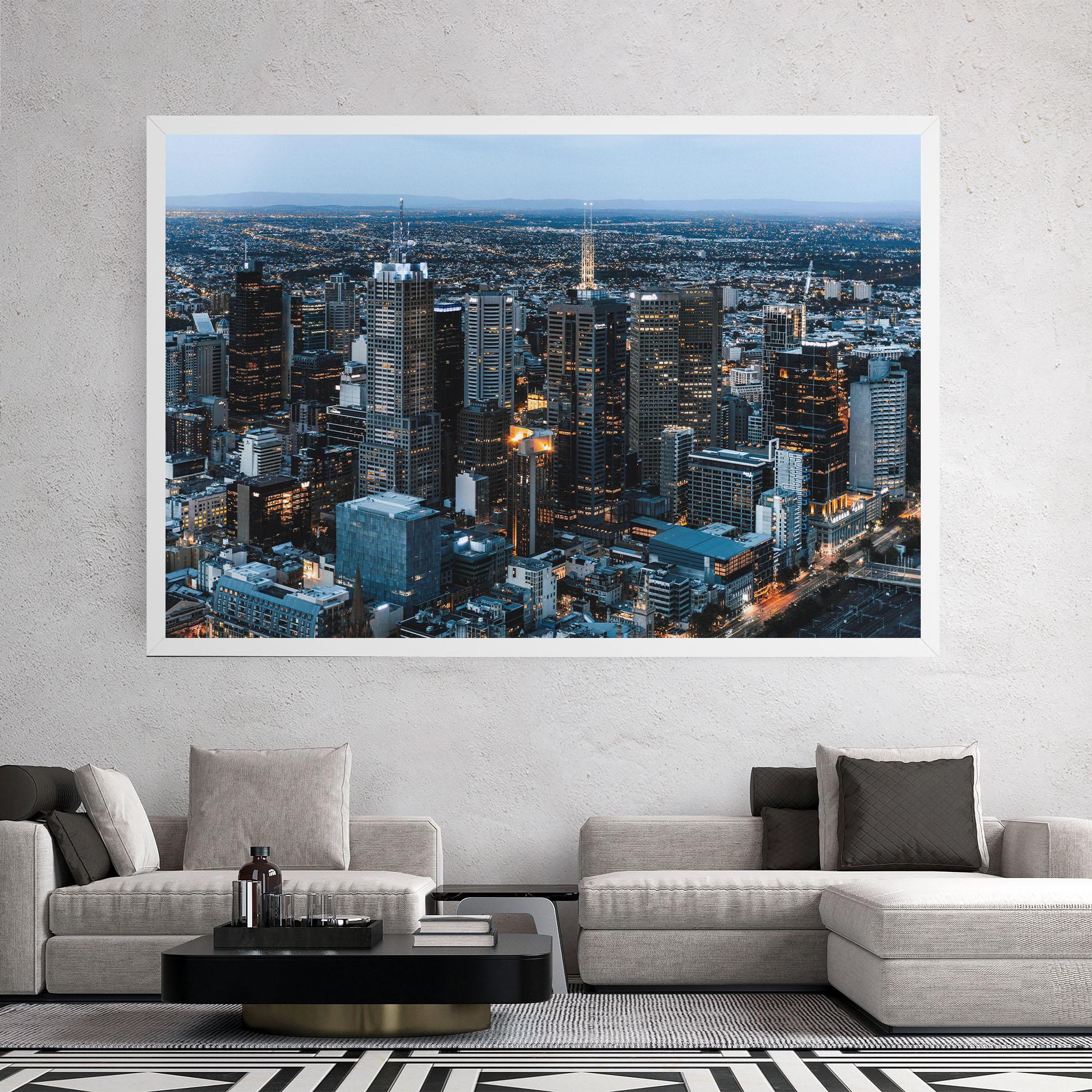 Tablou Canvas Yellow Lights Skyline mockup 2