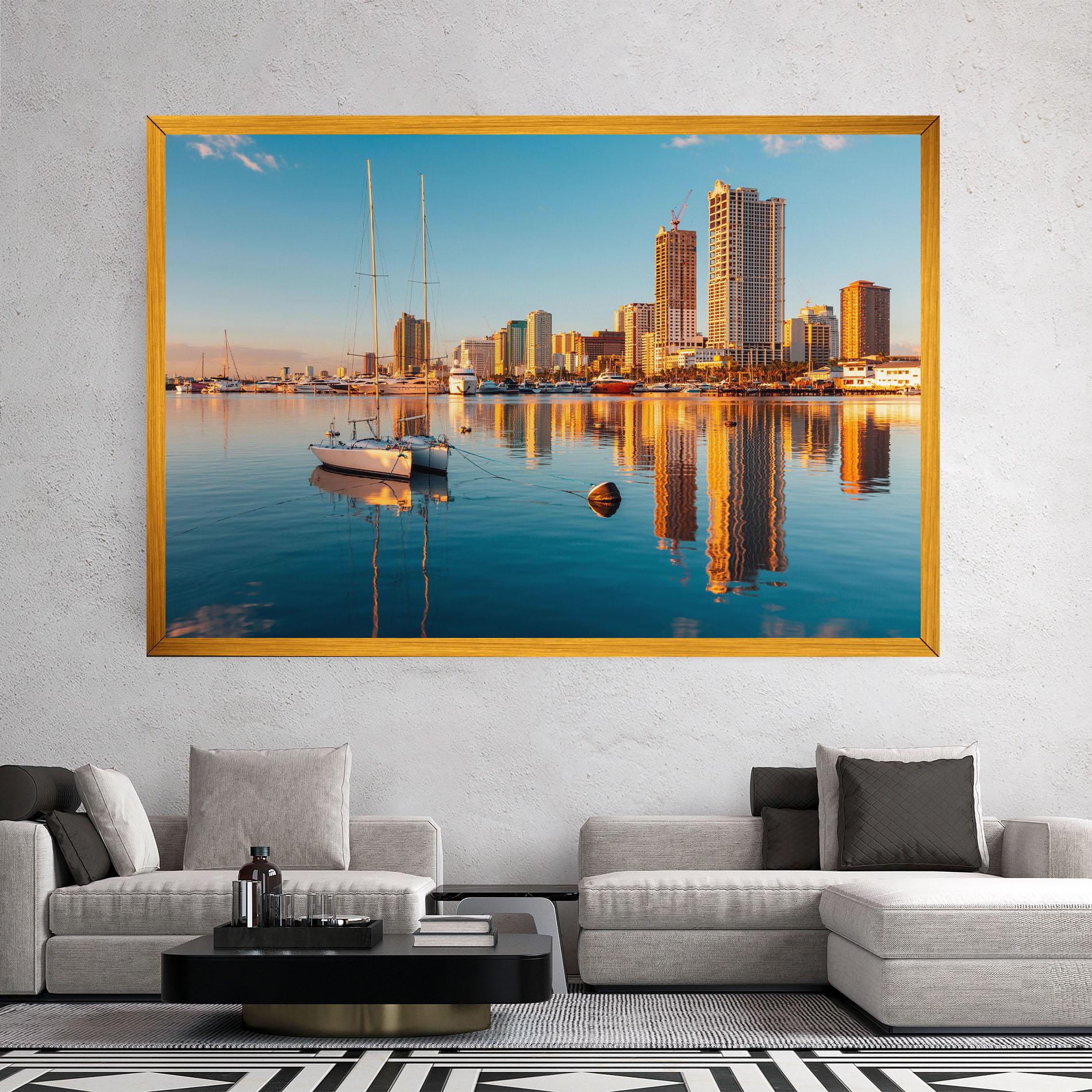 Tablou Canvas Skyscrapers Water mockup 2