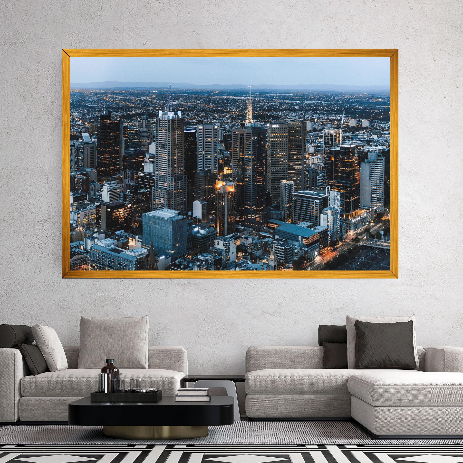 Tablou Canvas Yellow Lights Skyline mockup 2