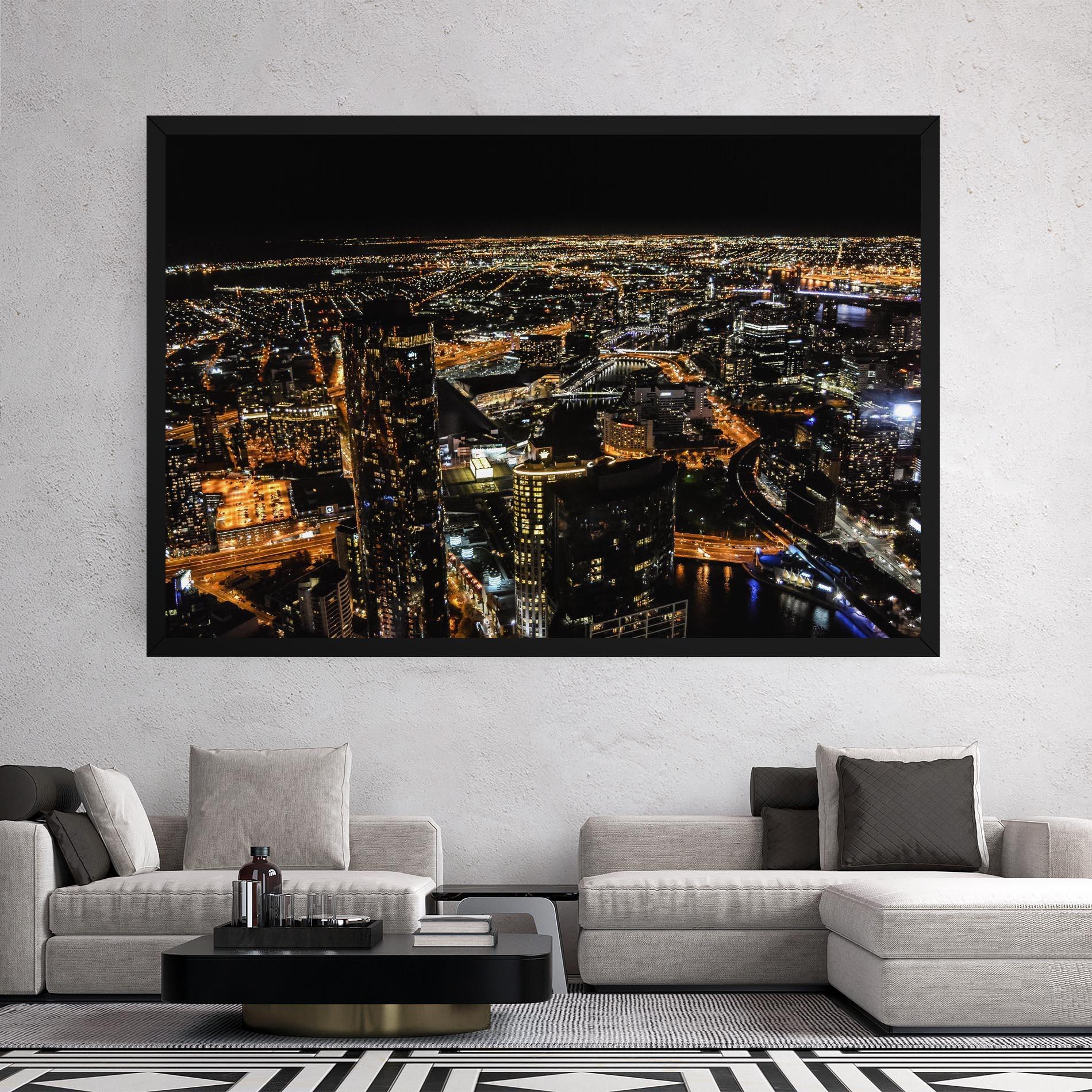 Tablou Canvas Black City Light mockup 2